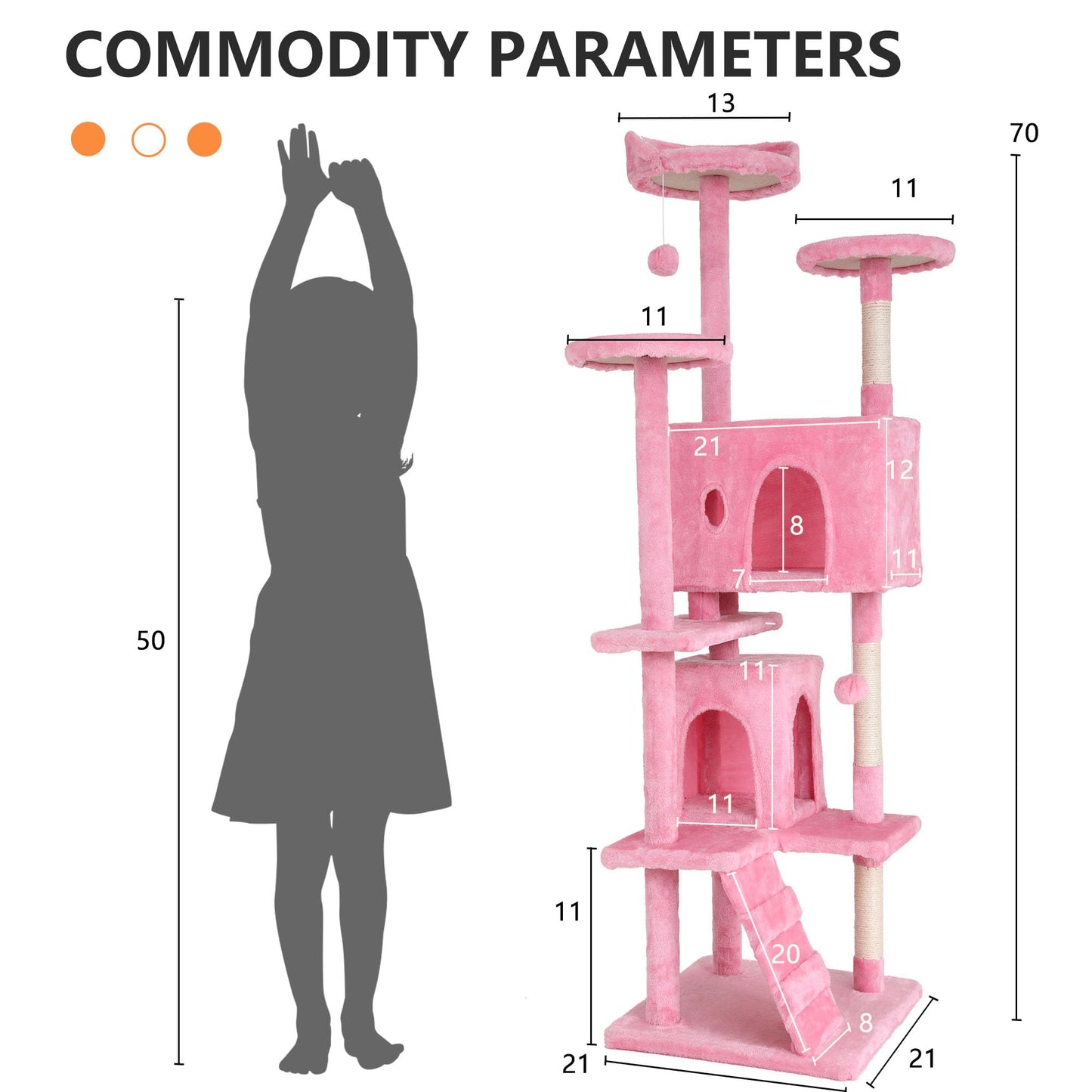 BestPet 54in Cat Tree Tower for Indoor Cats,Multi-Level Furniture Activity Center with Scratching Posts Stand House Condo Funny Toys Kittens Pet Play House,Dark Gray