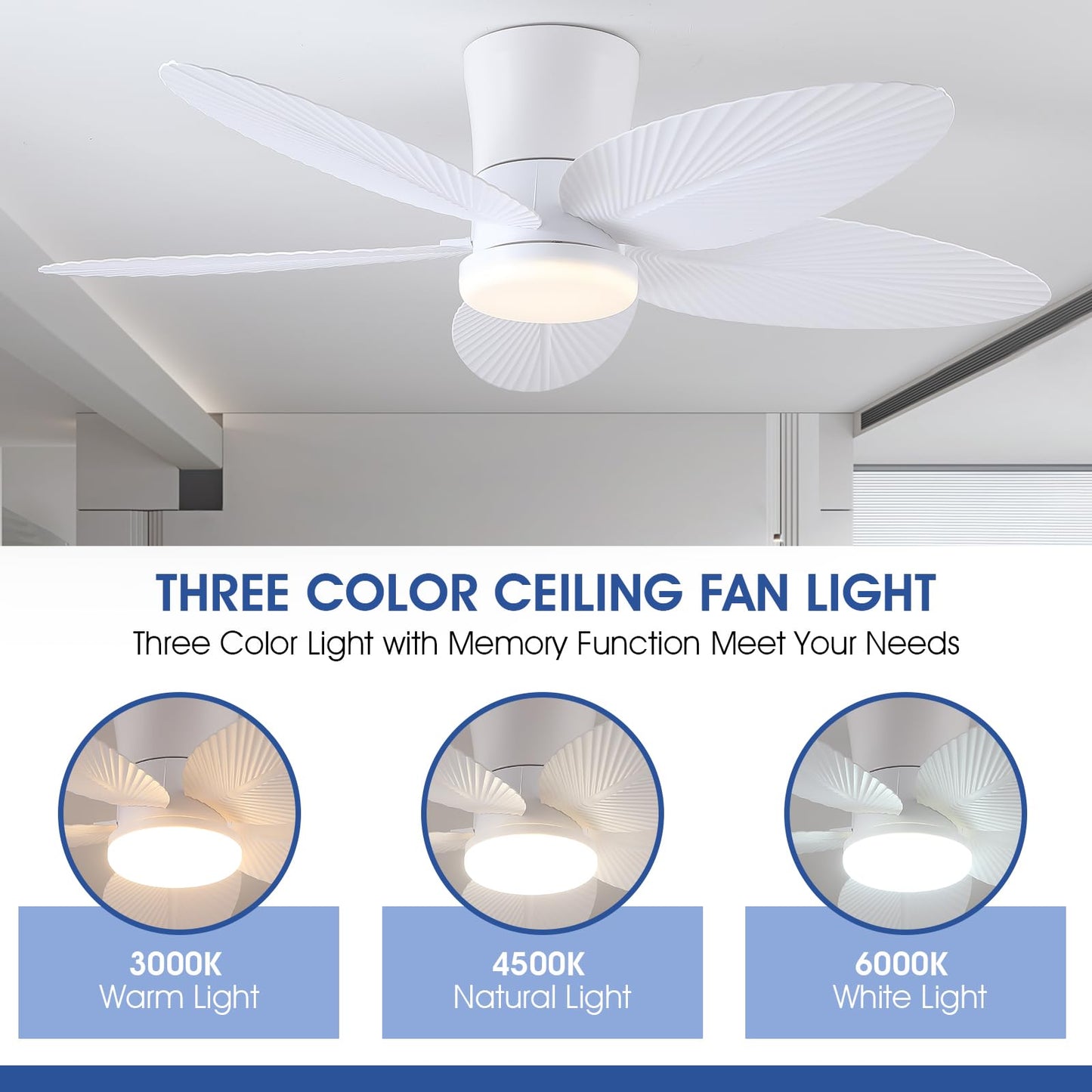 Ceiling Fans with Lights-36 Low Profile Ceiling Fan with Light and Remote/APP Control,Flush Mount,DC Reversible,LED Dimmable Blakc Ceiling Fans for Bedroom,Indoor/Outdoor Patio Use