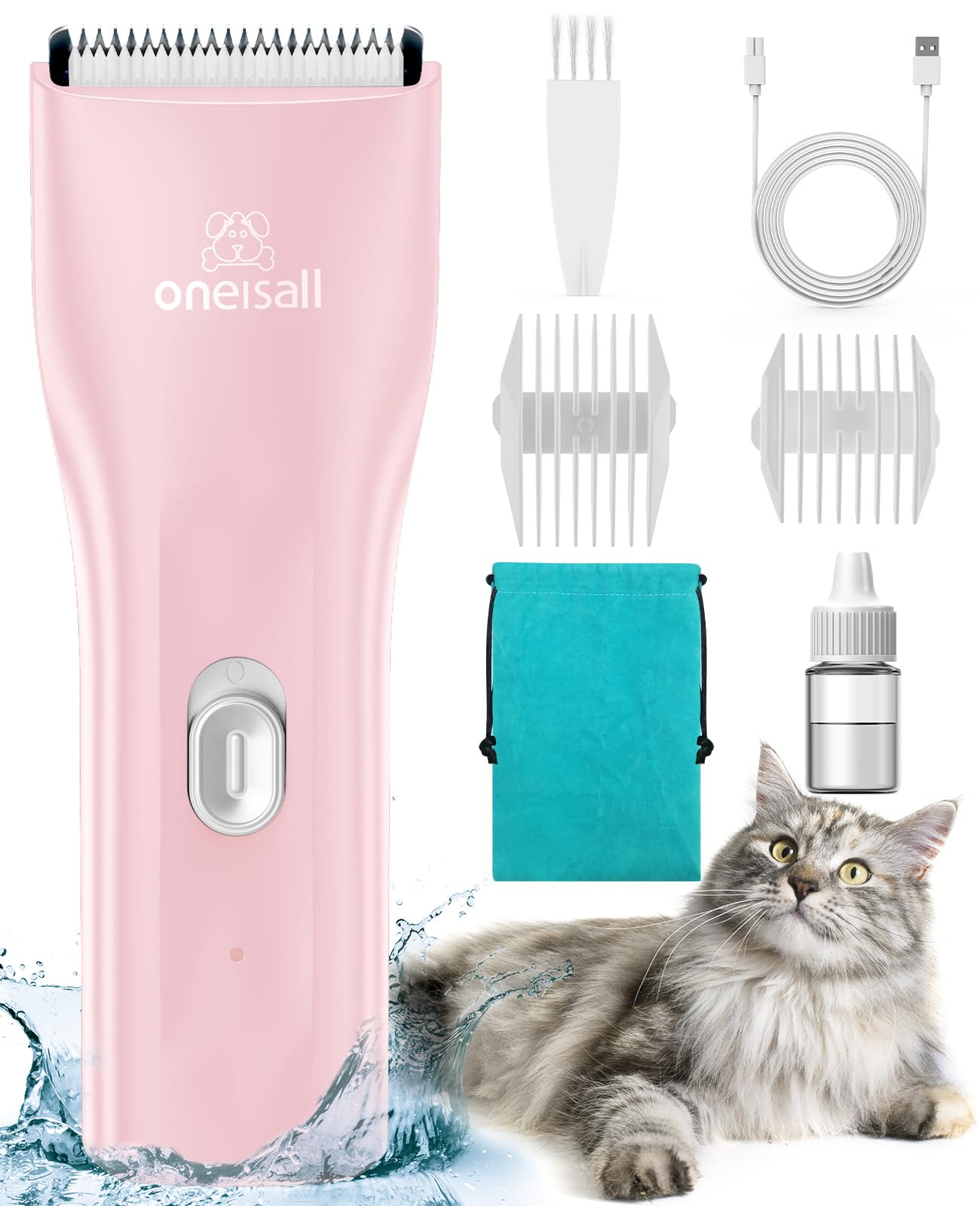 oneisall Pet Clipper for Cat Matted Hair, Pet Shaver for Cats Quiet Pet Hair Clippers Cordless Cat Clippers for Matted Hair Cat Clippers for Long Hair(Standard Blade)