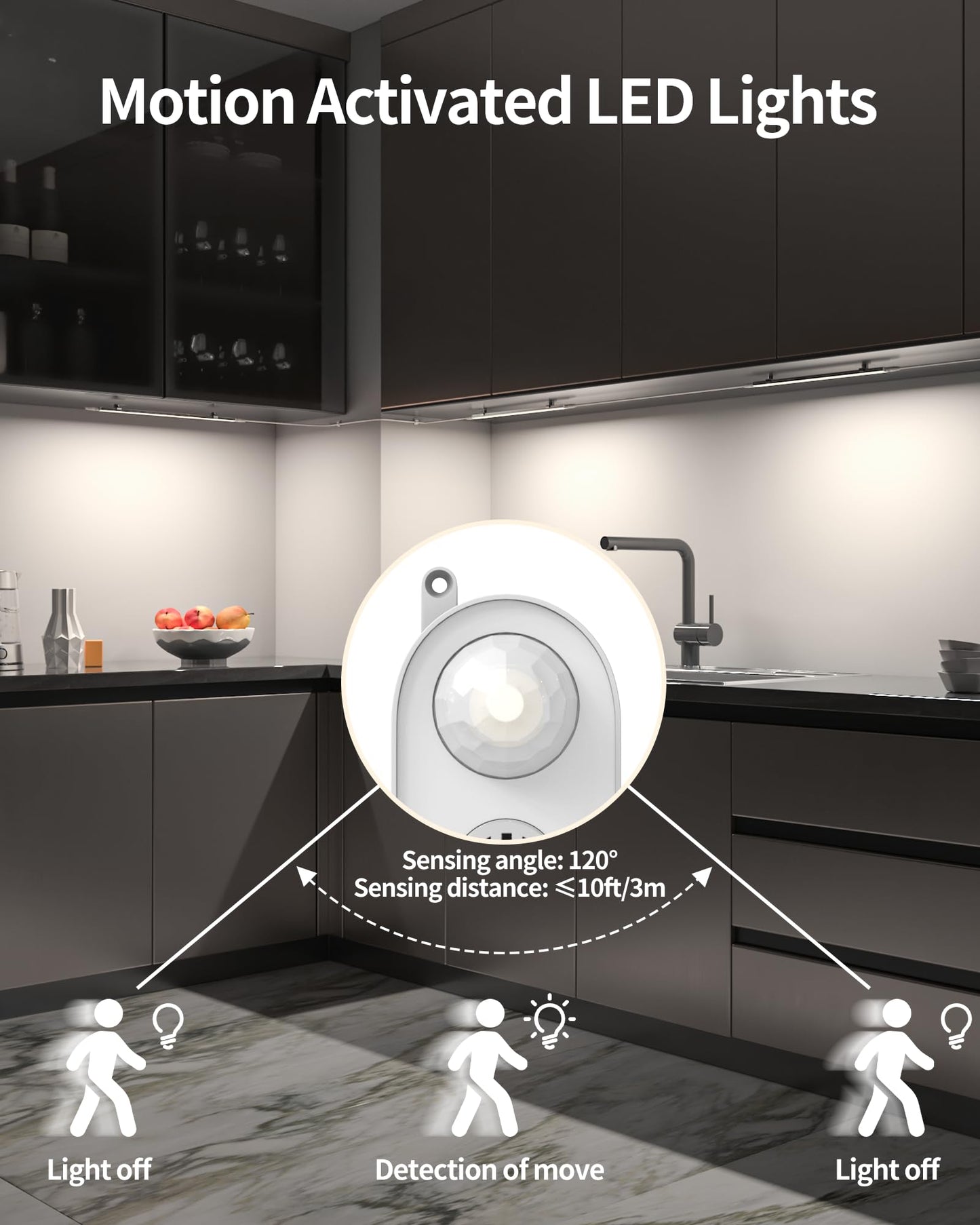 ASOKO Under Cabinet Led Light Plug in, Dimmable Daylight White 4500K, 3 Pack 12 inch Linkable Led Under Counter Lights for Kitchen, Shelf, Workbench, Cupboard, ETL Listed Plug 24V, UNO-LK 4500K