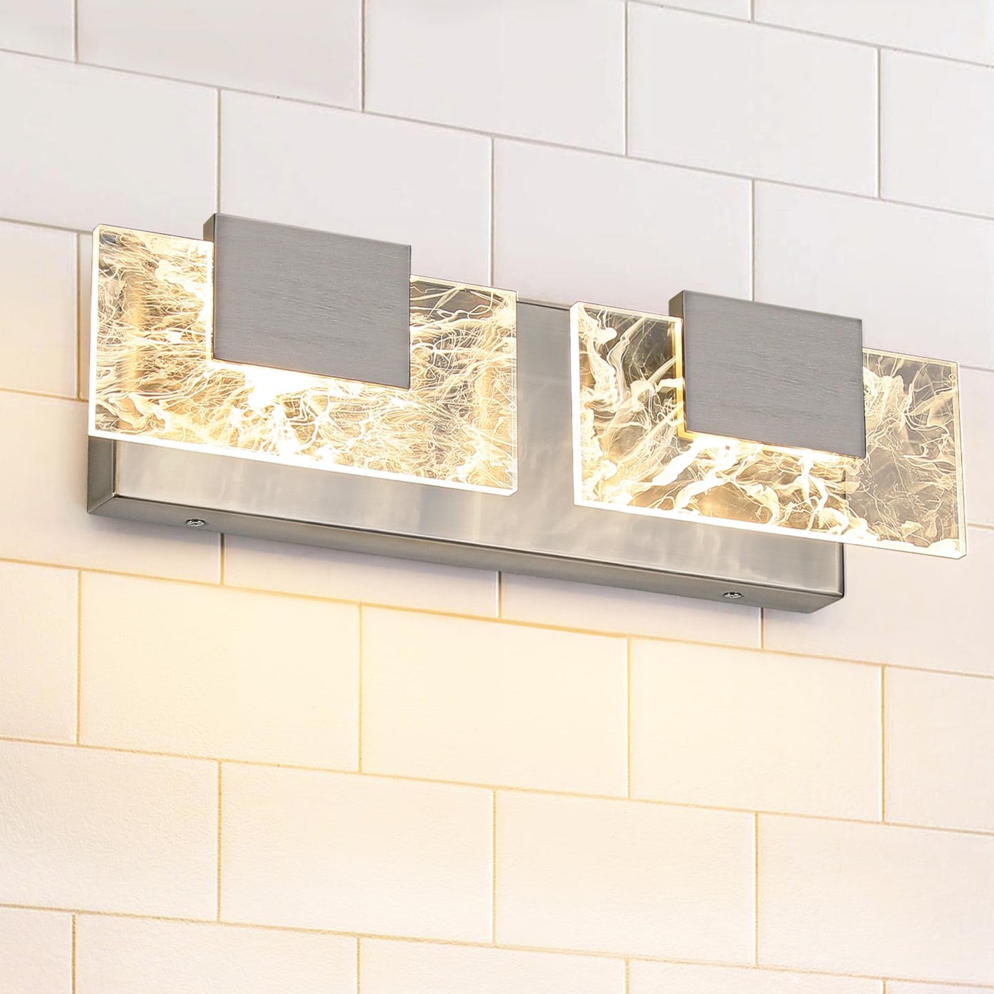 LED Bathroom Vanity Light: 24 inch Brushed Gold Acrylic Modern Lighting Fixtures - 3 Lights Contemporary Smoke Design Wall Lights Fixture Over Mirror 3000K