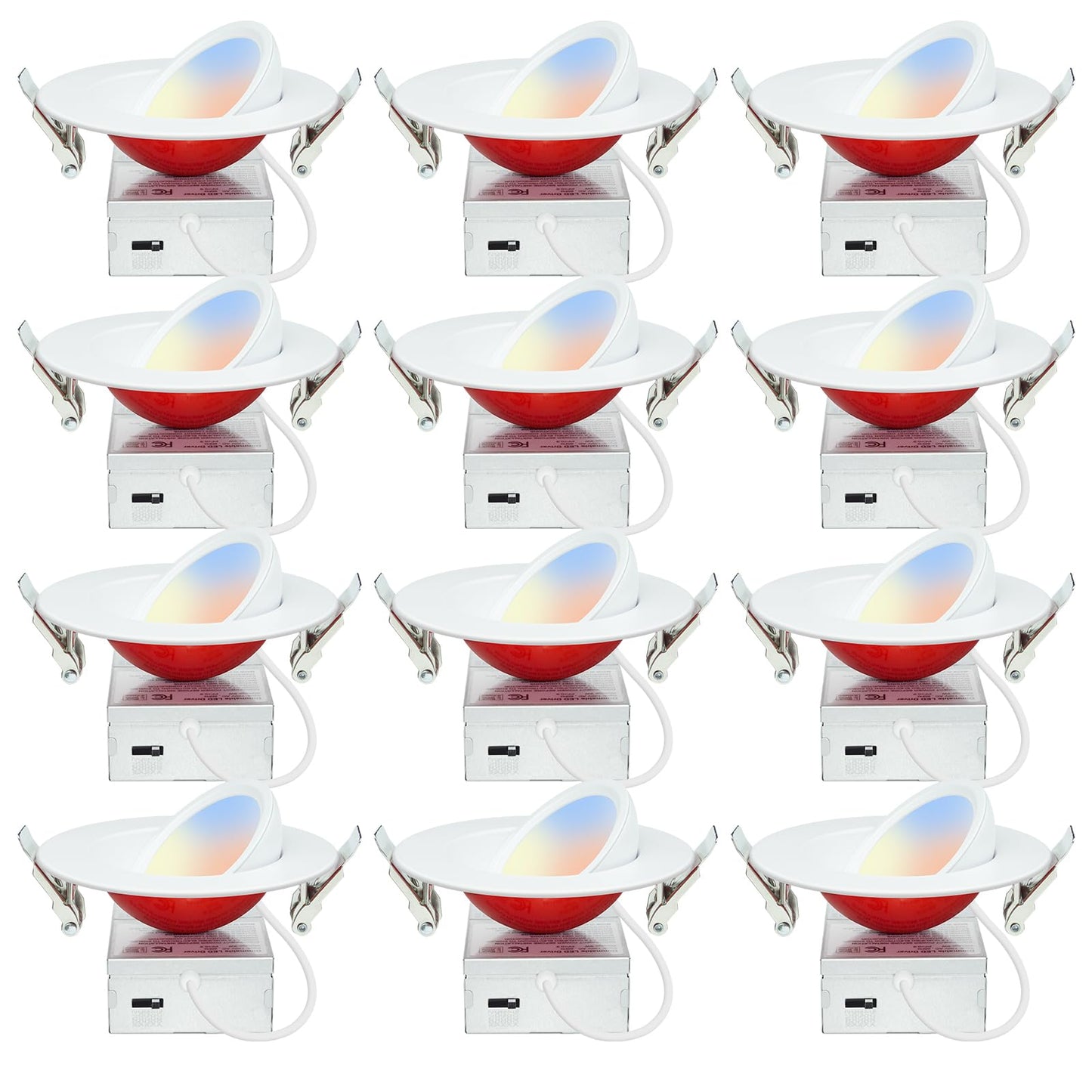 HONZIN 12 Pack 4 Inch Recessed Lighting, 5CCT Gimbal Led Recessed Light 4 Inch with Junction Box, Dimmable, 9W CRI90+, IC Rated, 2700K/3000K/3500K/4000K/5000K Selectable, No Fire Cone Needed