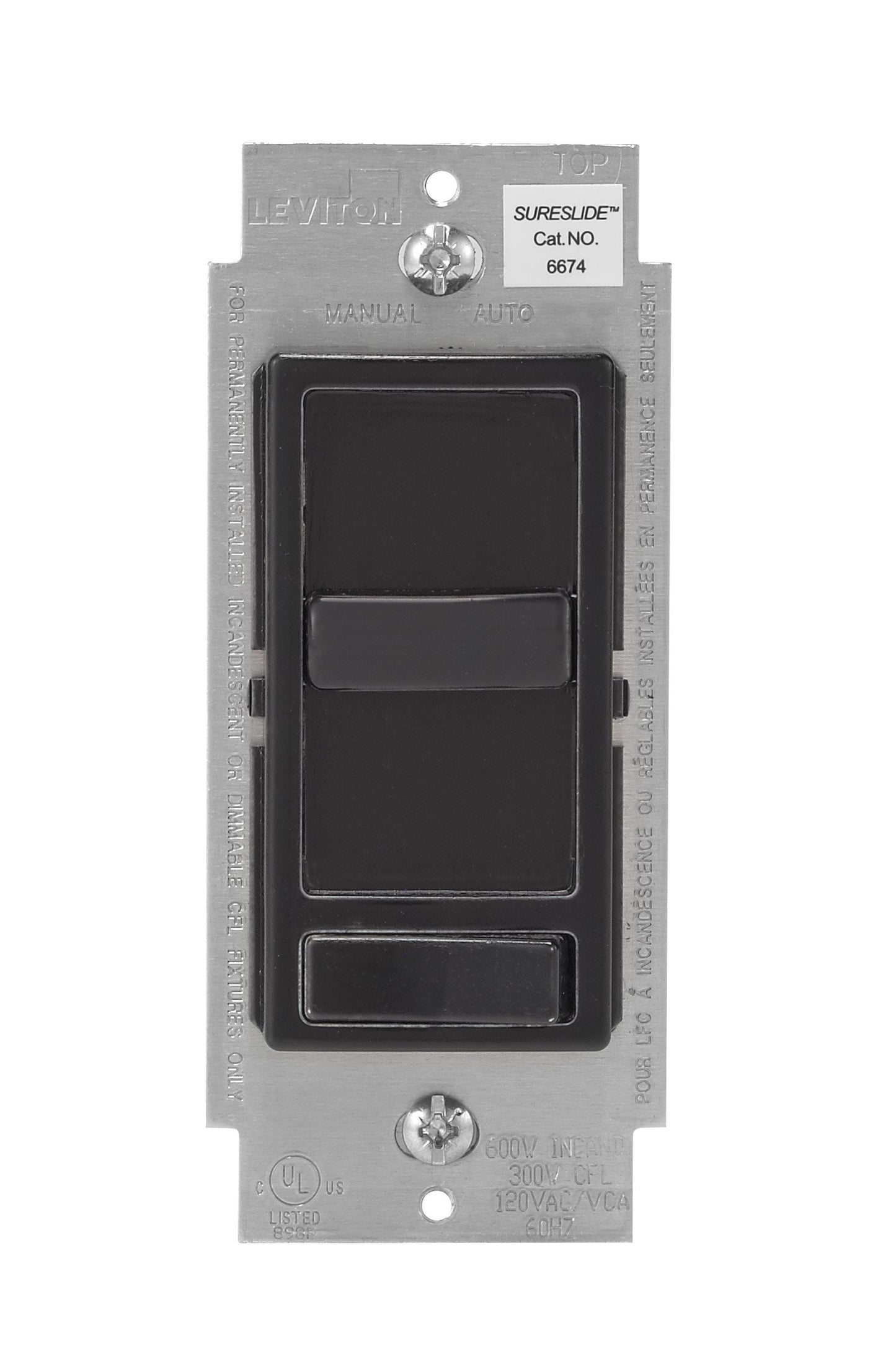 Leviton SureSlide Dimmer Switch for Dimmable LED, Halogen and Incandescent Bulbs, 6674-P0W, White