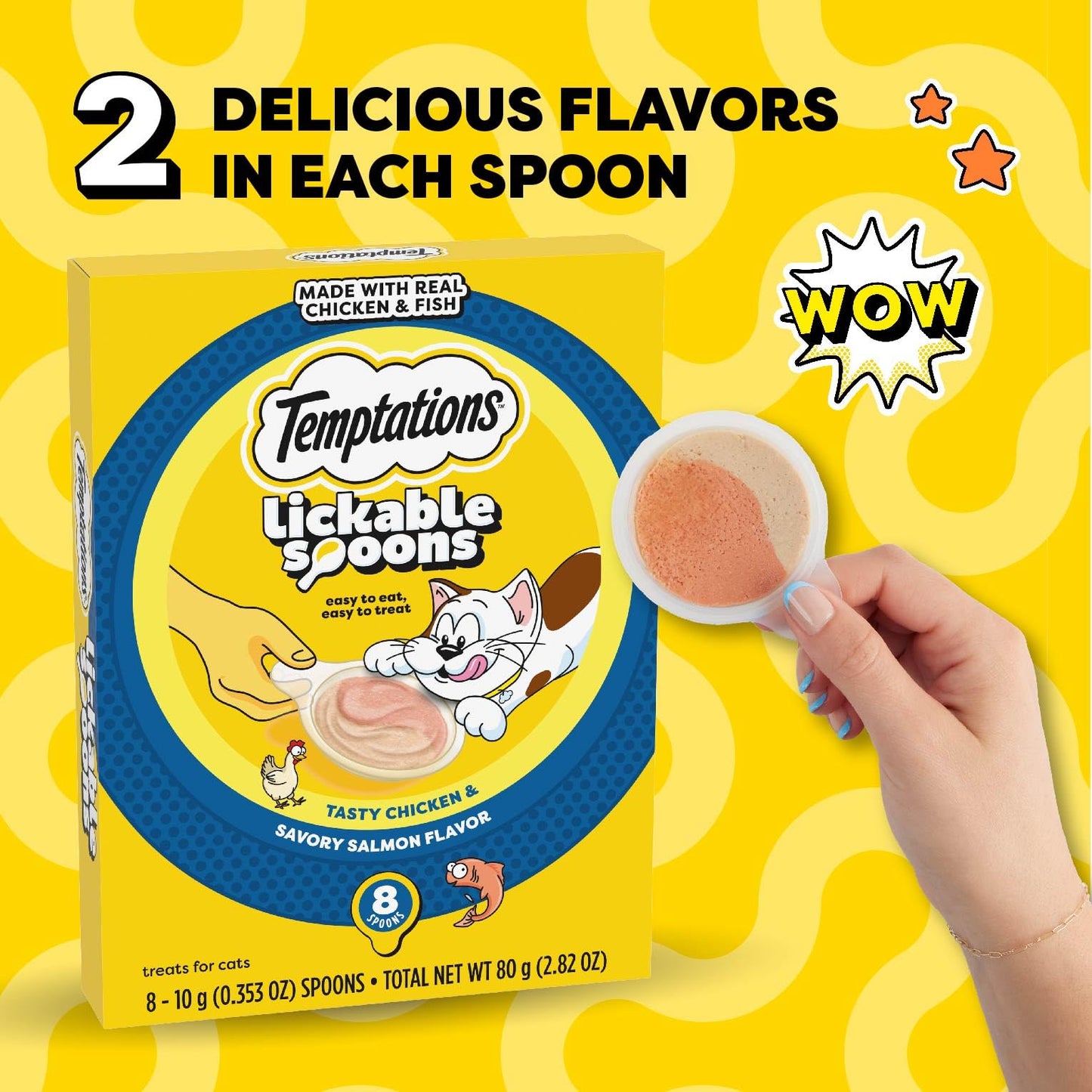 Temptations Lickable Spoons Adult Wet Cat Treat, 10 Grams, Variety Pack of 24