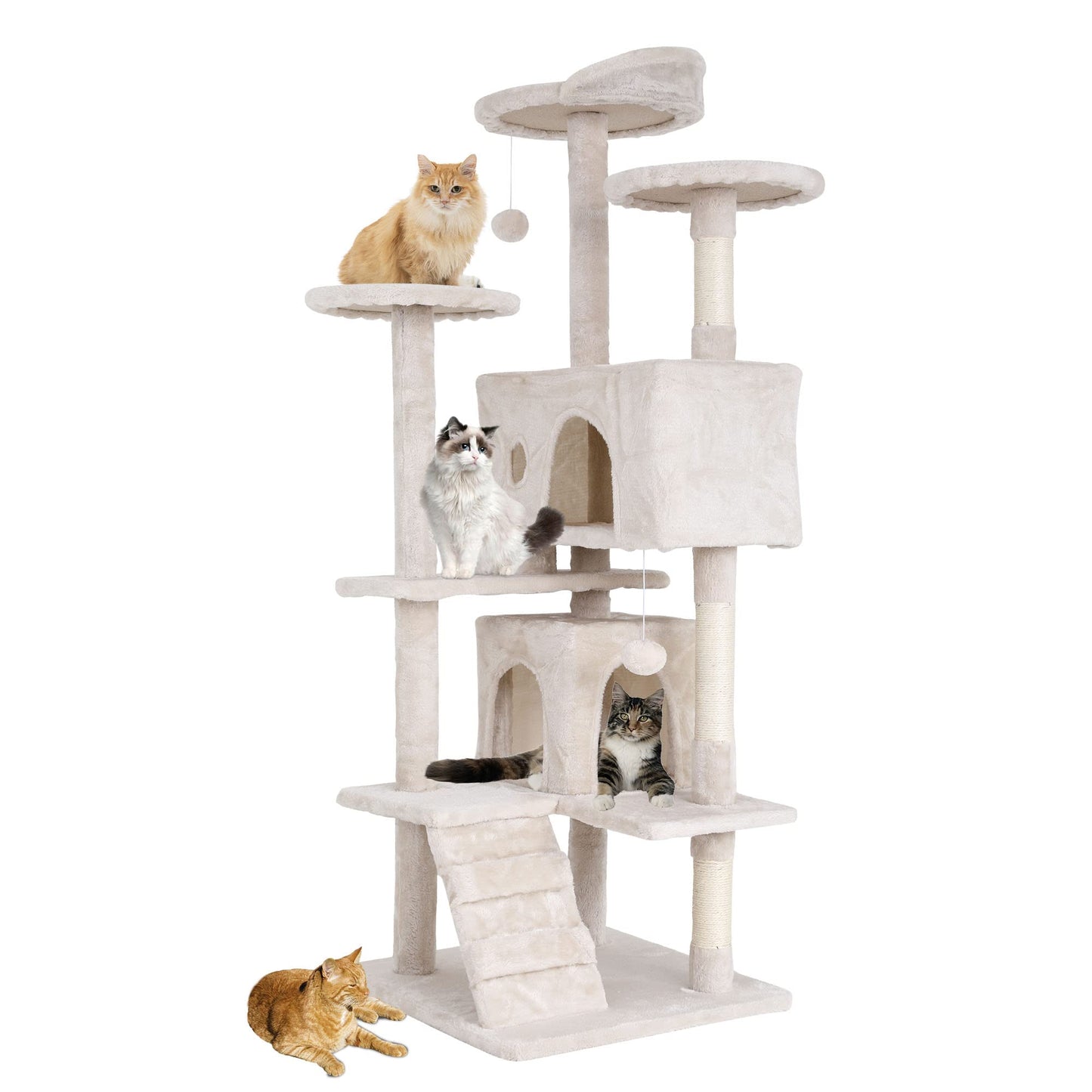 BestPet 54in Cat Tree Tower for Indoor Cats,Multi-Level Furniture Activity Center with Scratching Posts Stand House Condo Funny Toys Kittens Pet Play House,Dark Gray