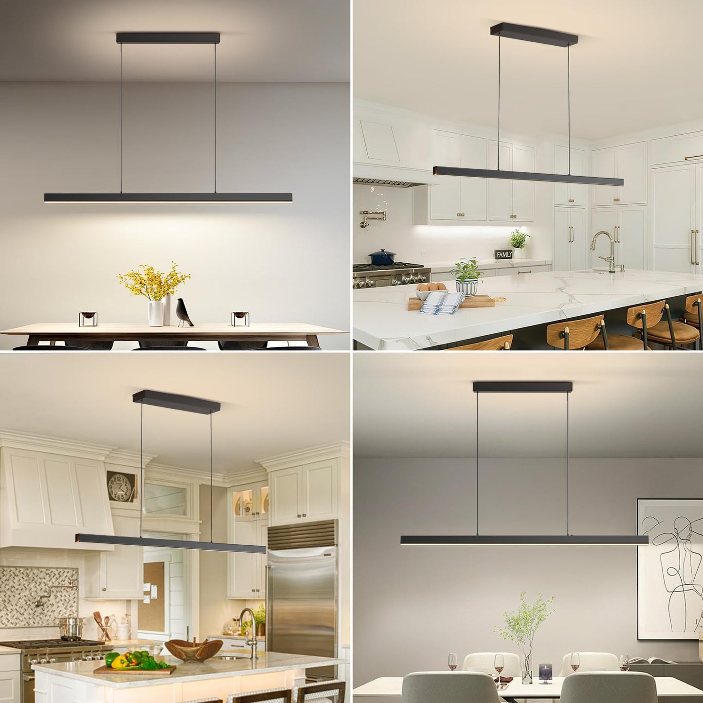 Modern LED Pendant Lights, 39in Chandelier Dimmable with Remote Control 3000k-6000K Adjustable Color Temperature, Aluminum Island Lighting Lamp Fixture for Kitchen, Dining Room, Billiard Room
