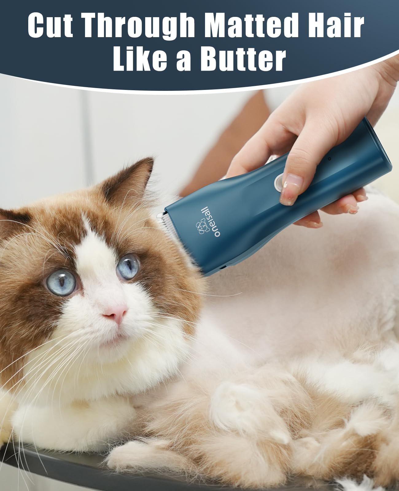 oneisall Pet Clipper for Cat Matted Hair, Pet Shaver for Cats Quiet Pet Hair Clippers Cordless Cat Clippers for Matted Hair Cat Clippers for Long Hair(Standard Blade)