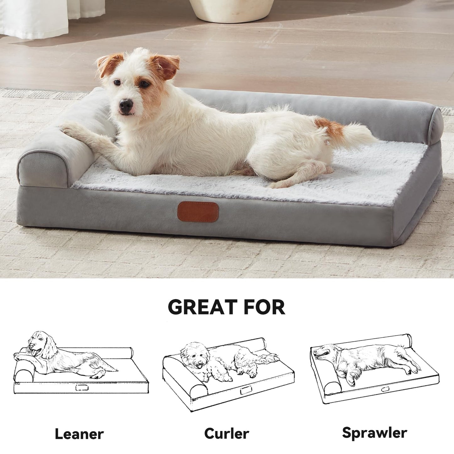 Orthopedic Memory Foam Dog Beds for Medium Dogs Waterproof Durable Dog Pet Bed Comfy Dog Couch Bed with Washable Removable Cover Bolster Kennel Pad for Dogs Up to 35lbs (M,30"x20"x6")