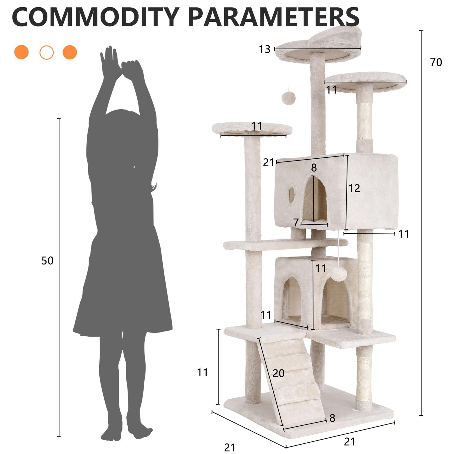 BestPet 54in Cat Tree Tower for Indoor Cats,Multi-Level Furniture Activity Center with Scratching Posts Stand House Condo Funny Toys Kittens Pet Play House,Dark Gray