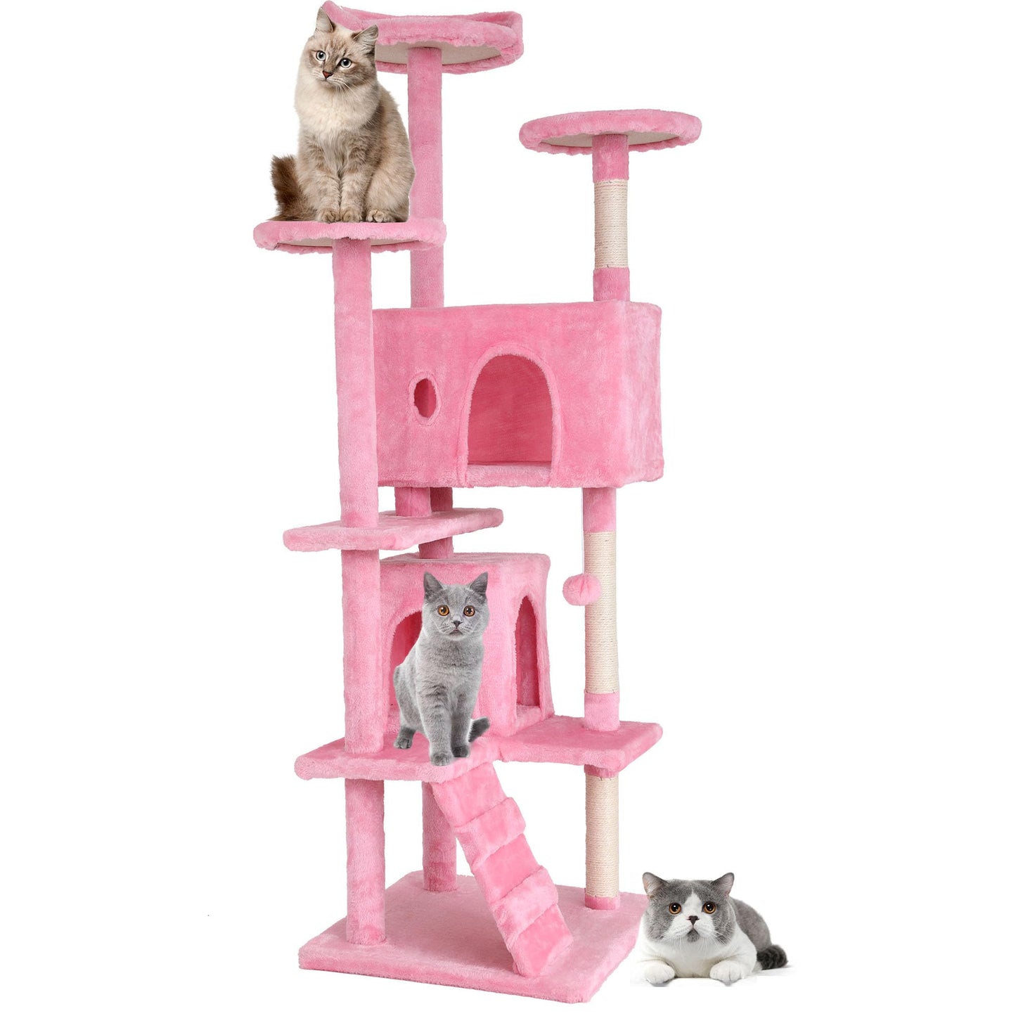 BestPet 54in Cat Tree Tower for Indoor Cats,Multi-Level Furniture Activity Center with Scratching Posts Stand House Condo Funny Toys Kittens Pet Play House,Dark Gray