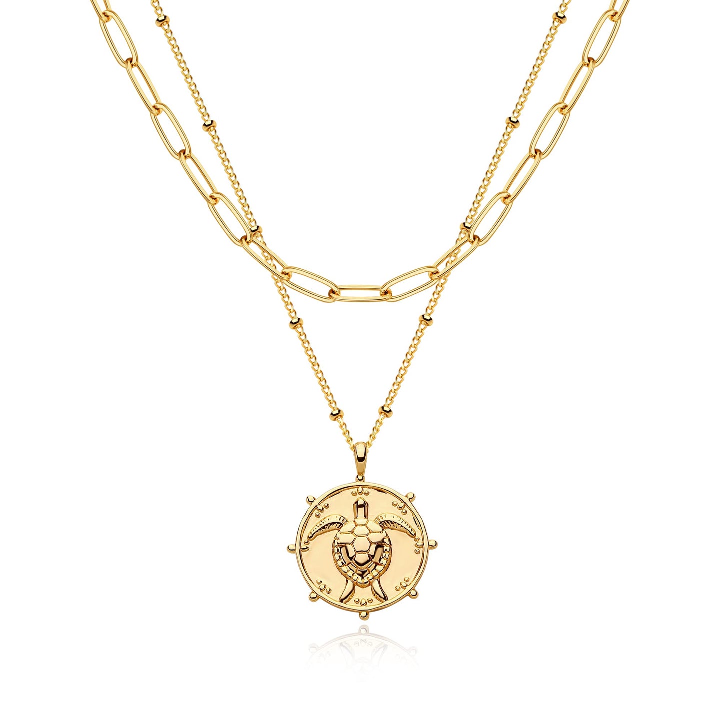 MEVECCO Layered Heart Necklace Pendant Handmade 18k Gold Plated Dainty Gold Choker Arrow Bar Layering Long Necklace for Women