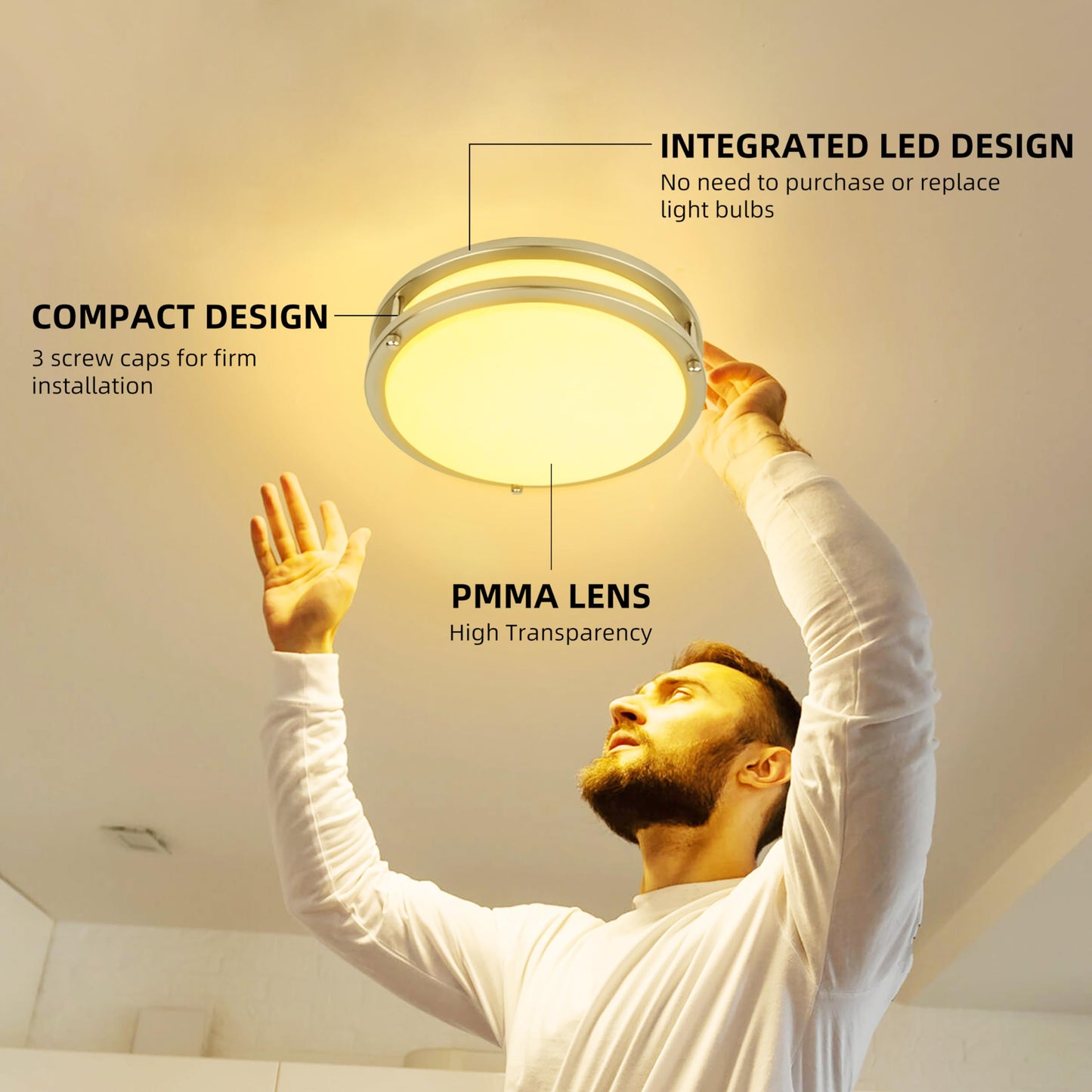 13 inch Flush Mount LED Ceiling Light Fixture, 2700K/3000K/3500K/4000K/5000K Adjustable Ceiling Lights, Oil Rubbed Bronze Saturn Dimmable Lighting for Hallway Bathroom Kitchen or Stairwell, ETL Listed