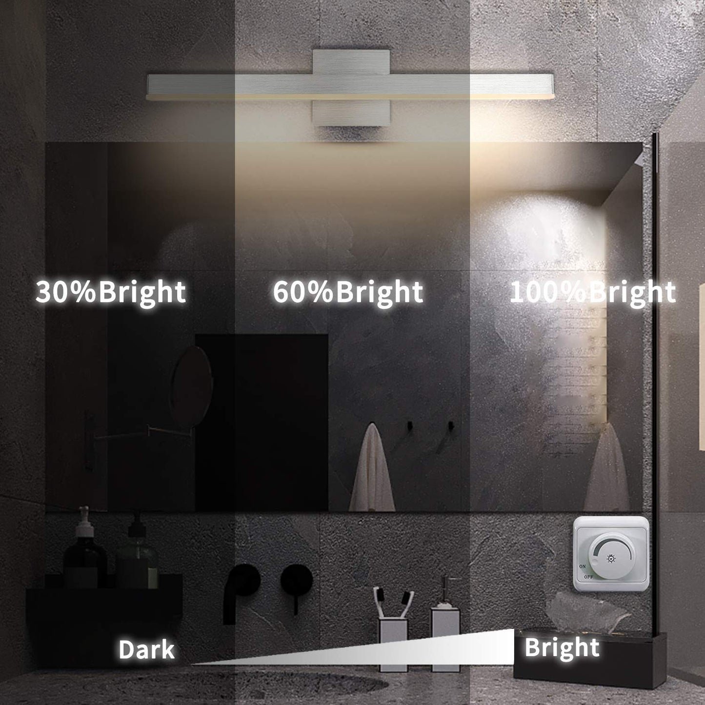 Joossnwell Black Bathroom Vanity Light Fixtures Dimmable 5CCT LED Bathroom Lighting Bar 15.75 Inch Modern Bath Lights Fixture Over Mirror 12W
