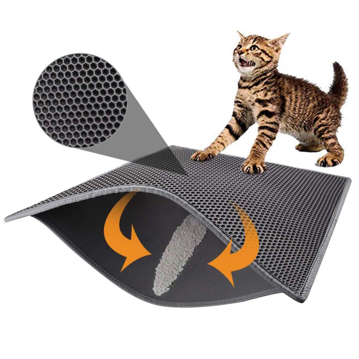 Pieviev Cat Litter Mat Double Layer Waterproof Urine Proof Trapping Mat 1 Pack (Gray, 24x15 Inch (Pack of 1))