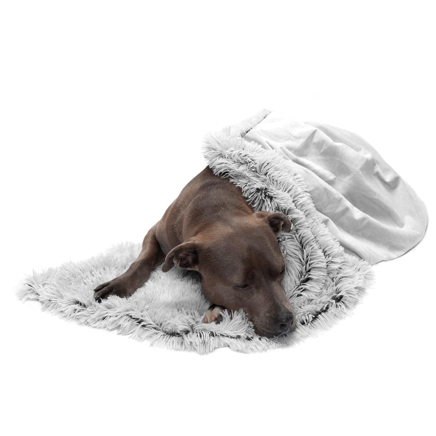 Furhaven - Manta impermeable y lavable para perros y gatos de interior, hecha en piel sintética de pelo largo sintético y terciopelo en color madera, XL, gris niebla