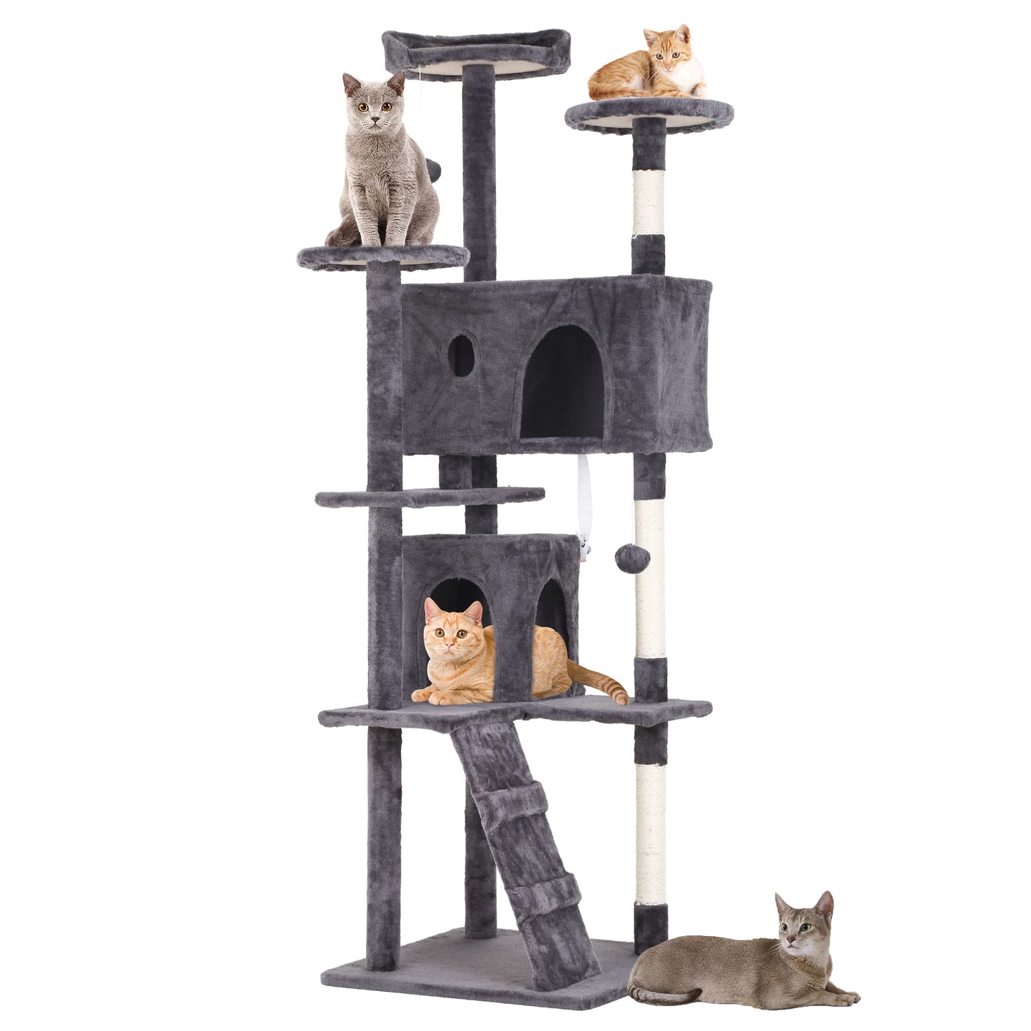 BestPet 54in Cat Tree Tower for Indoor Cats,Multi-Level Furniture Activity Center with Scratching Posts Stand House Condo Funny Toys Kittens Pet Play House,Dark Gray