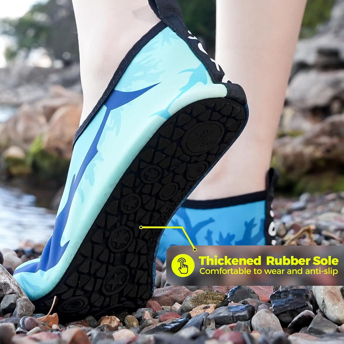 JOTO Water Shoes for Women Men Kids, Barefoot Quick-Dry Aqua Water Socks Slip-on Swim Beach Shoes for Snorkeling Surfing Kayaking Beach Walking Yoga