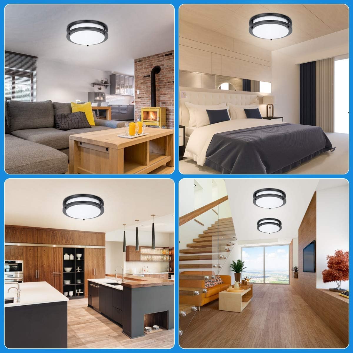 36W Dimmable LED Ceiling Light Fixture, 12 inch Flush Mount Light Fixture, Ceiling Lights for Bedroom, Kitchen, Bathroom, Super Bright 4000 Lumens, 400W Equivalent, 5000K Daylight White
