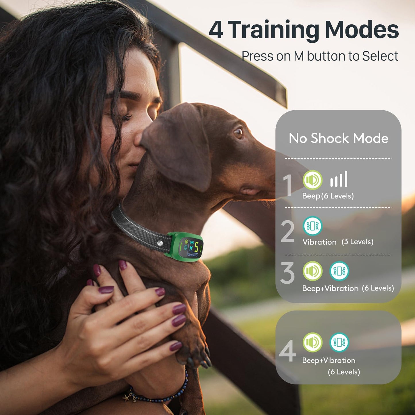Dog Bark Collar for Large Medium Small Dogs, Rechargeable Smart Bark Collar, Anti Barking Training Collar with 5 Adjustable Sensitivity Beep Vibration (Black)