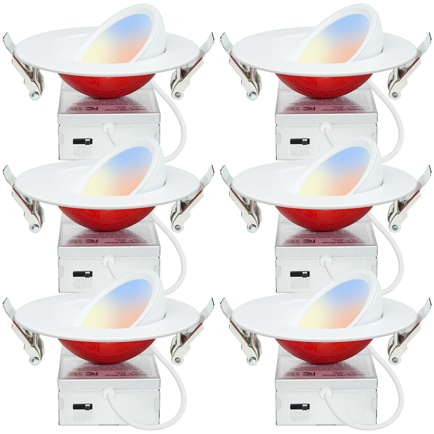 HONZIN 12 Pack 4 Inch Recessed Lighting, 5CCT Gimbal Led Recessed Light 4 Inch with Junction Box, Dimmable, 9W CRI90+, IC Rated, 2700K/3000K/3500K/4000K/5000K Selectable, No Fire Cone Needed