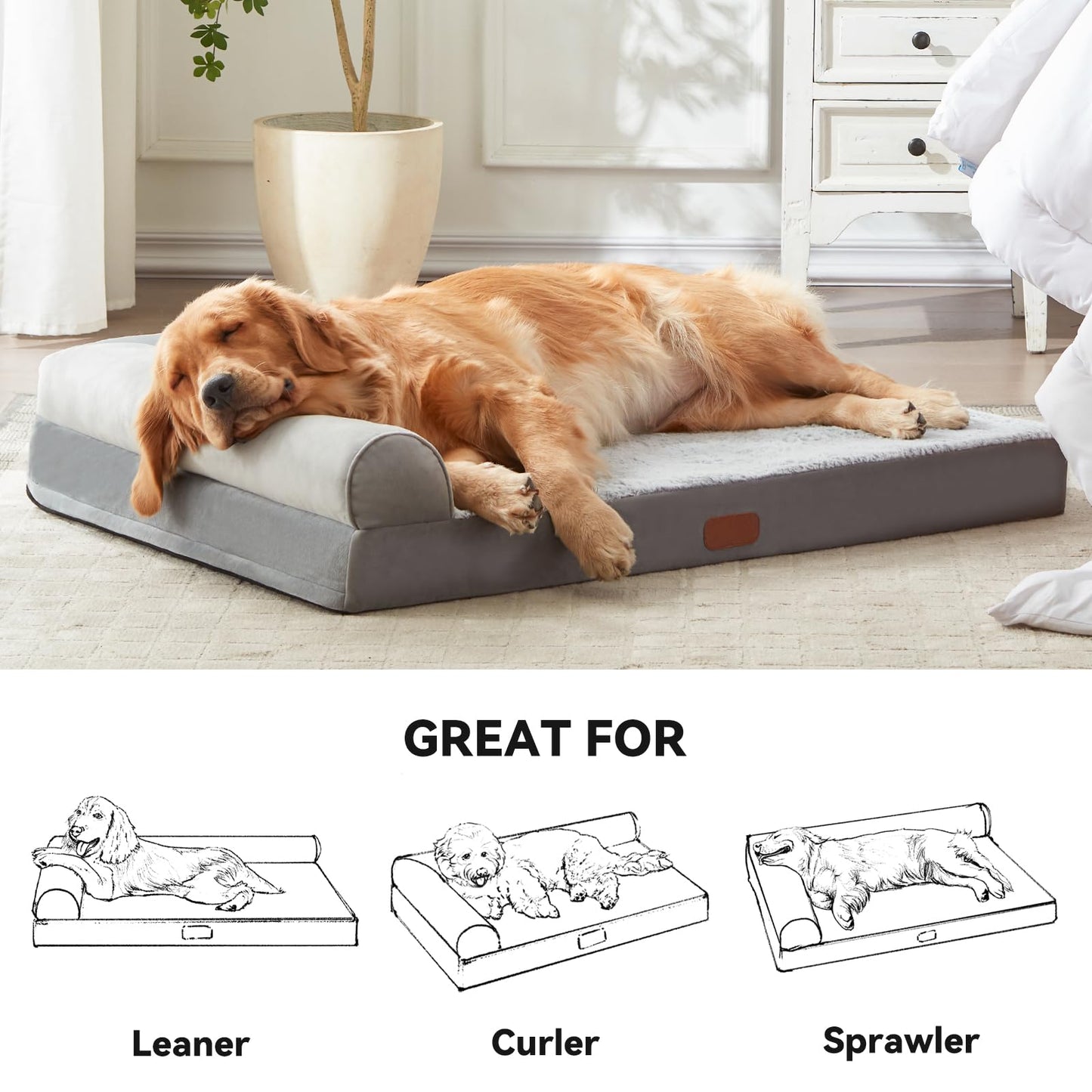 Orthopedic Memory Foam Dog Beds for Medium Dogs Waterproof Durable Dog Pet Bed Comfy Dog Couch Bed with Washable Removable Cover Bolster Kennel Pad for Dogs Up to 35lbs (M,30"x20"x6")
