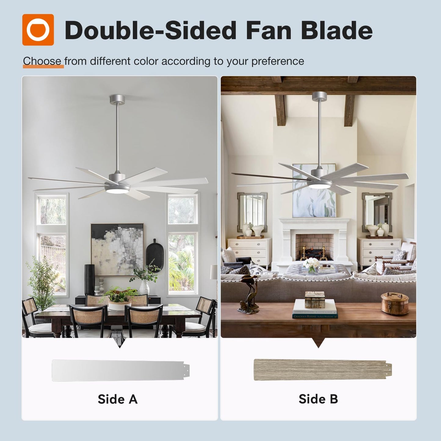 addlon 72 Inch Large Ceiling Fans with Lights, Black Ceiling Fan with Remote Control, Reversible, 5CCT, Dimmable, DC Motor, Modern Ceiling Fan for Living Room, Kitchen, Patio Indoor/Outdoor Use,