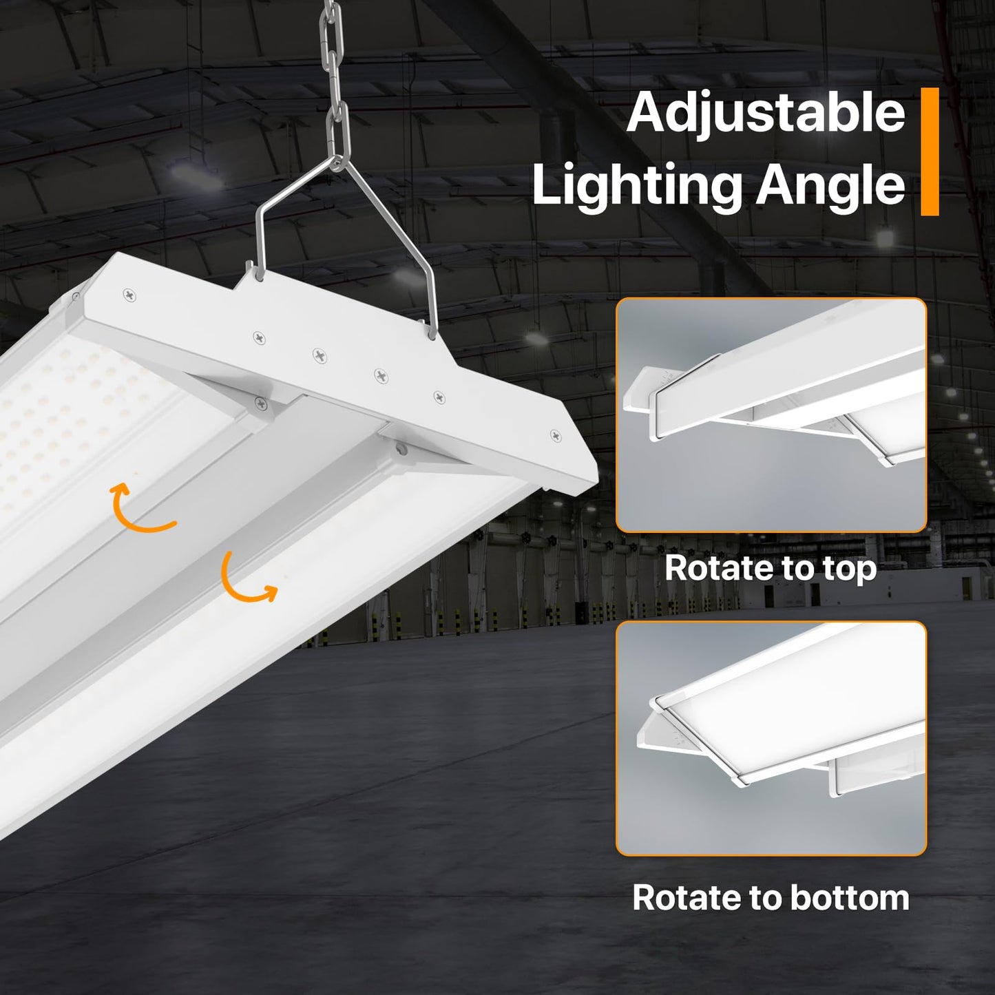 High Bay Led Shop Lights 150W 2Pack 4000K/5000K Switchable Linear High Bay Light Directional 0-10V Dimmable 100-277V Hardwire 135LM/W Commercial Lighting for Warehouse, Workshop, Supermarket