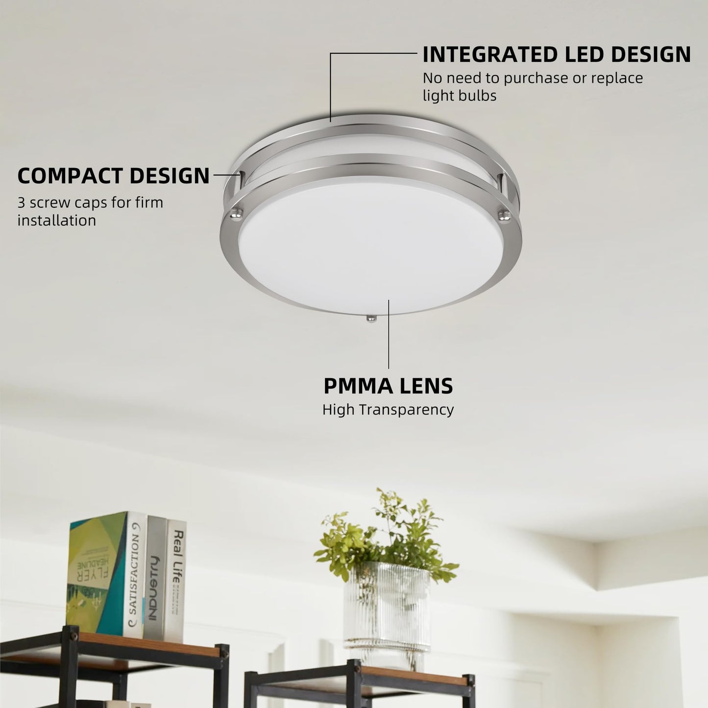 13 inch Flush Mount LED Ceiling Light Fixture, 2700K/3000K/3500K/4000K/5000K Adjustable Ceiling Lights, Oil Rubbed Bronze Saturn Dimmable Lighting for Hallway Bathroom Kitchen or Stairwell, ETL Listed