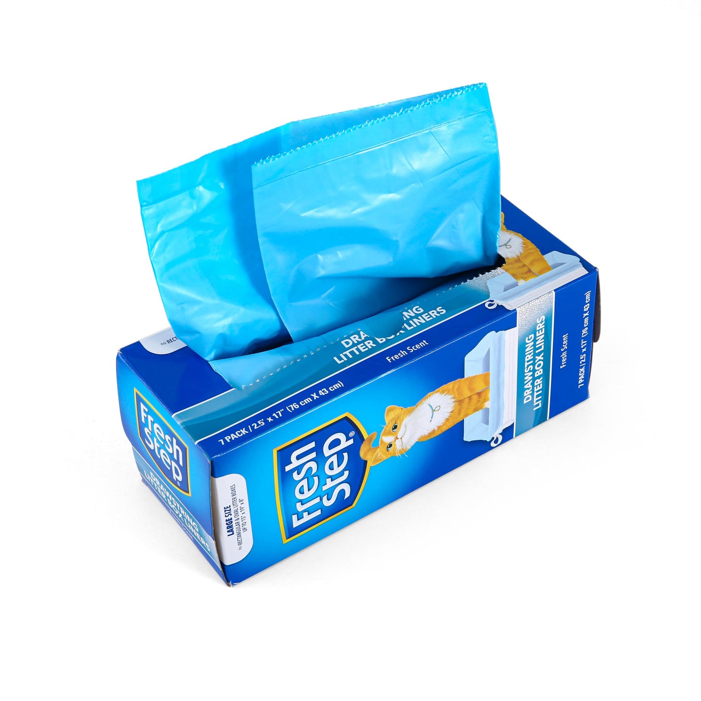 Fresh Step Drawstring Cat Litter Box Liners, Unscented, Size Jumbo, 36" x 19" | Kitty Litter Bags - 15 Count - Cat Litter Liners for Rectangle or Oval Large Litterboxes