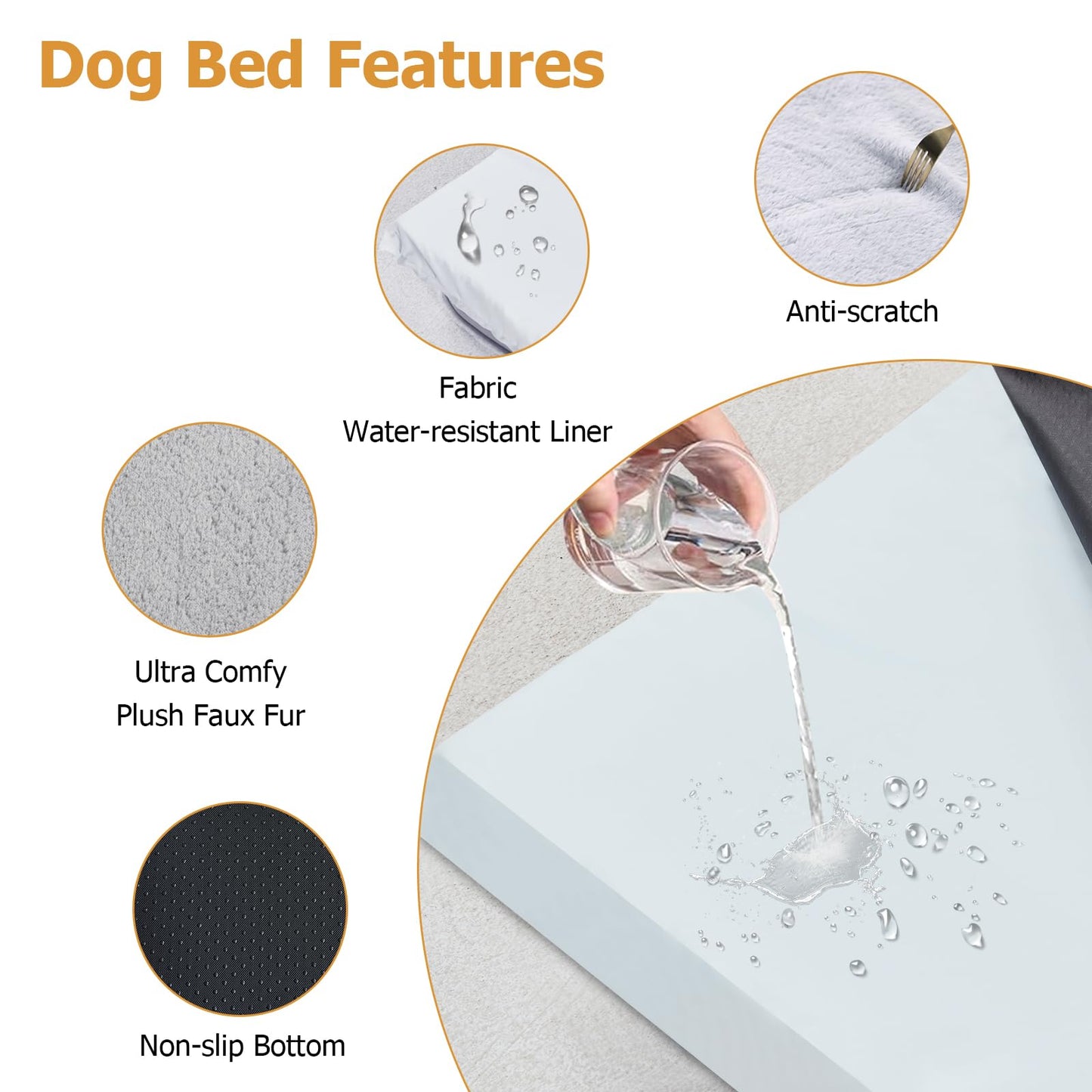 Orthopedic Memory Foam Dog Beds for Medium Dogs Waterproof Durable Dog Pet Bed Comfy Dog Couch Bed with Washable Removable Cover Bolster Kennel Pad for Dogs Up to 35lbs (M,30"x20"x6")