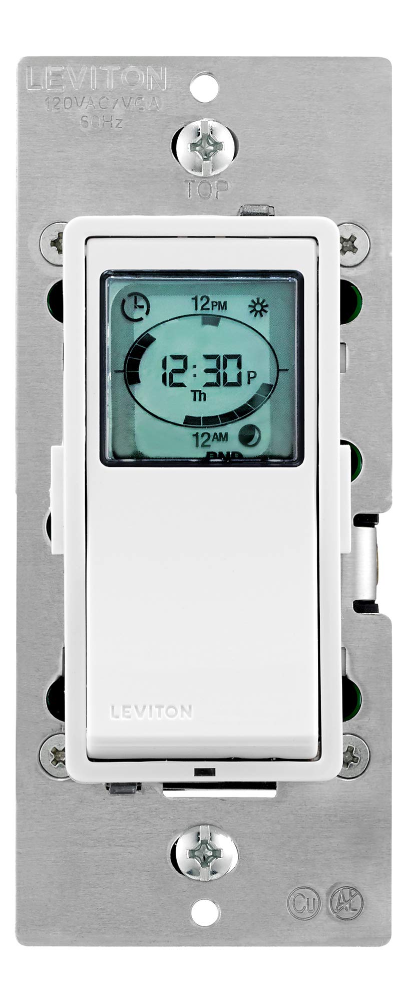 Leviton Decora Programmable Timer Switch for Lights and Motor Loads, Neutral Wire Required, Single Pole or 3-Way, VPT24-1PZ, White with Ivory and Light Almond Faceplates