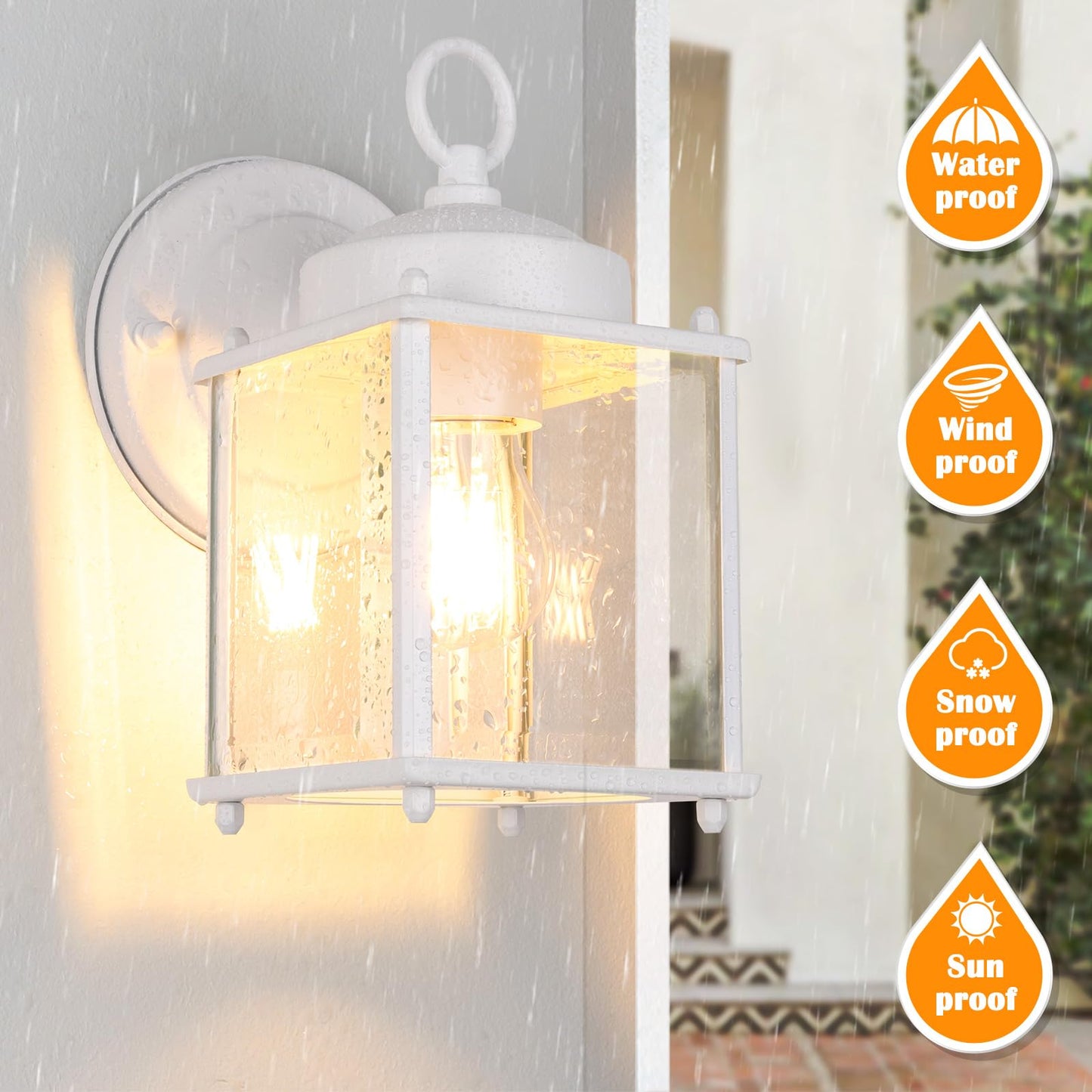 Outdoor Wall Lantern, Exterior Waterproof Wall Sconce Light Fixtures, Black Front Door Wall Lighting with Clear Beveled Glass Shade, 2 Pack