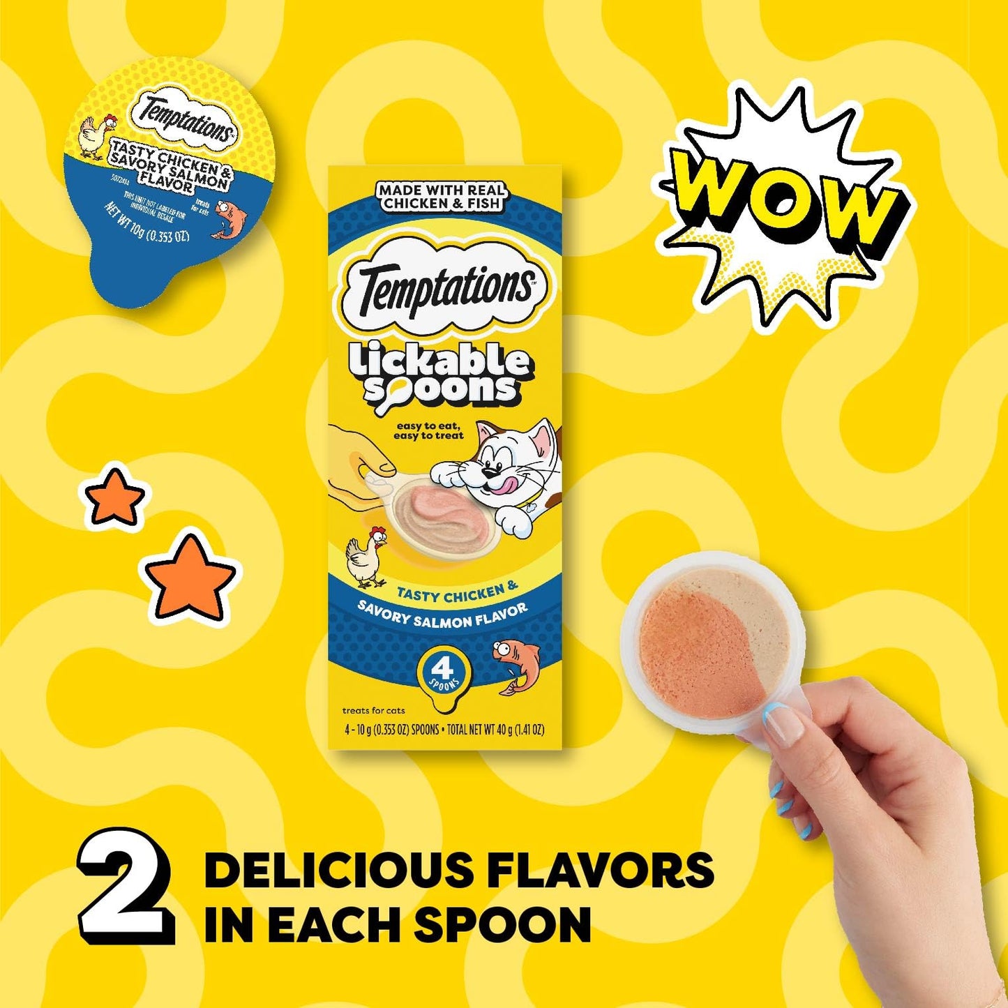 Temptations Lickable Spoons Adult Wet Cat Treat, 10 Grams, Variety Pack of 24