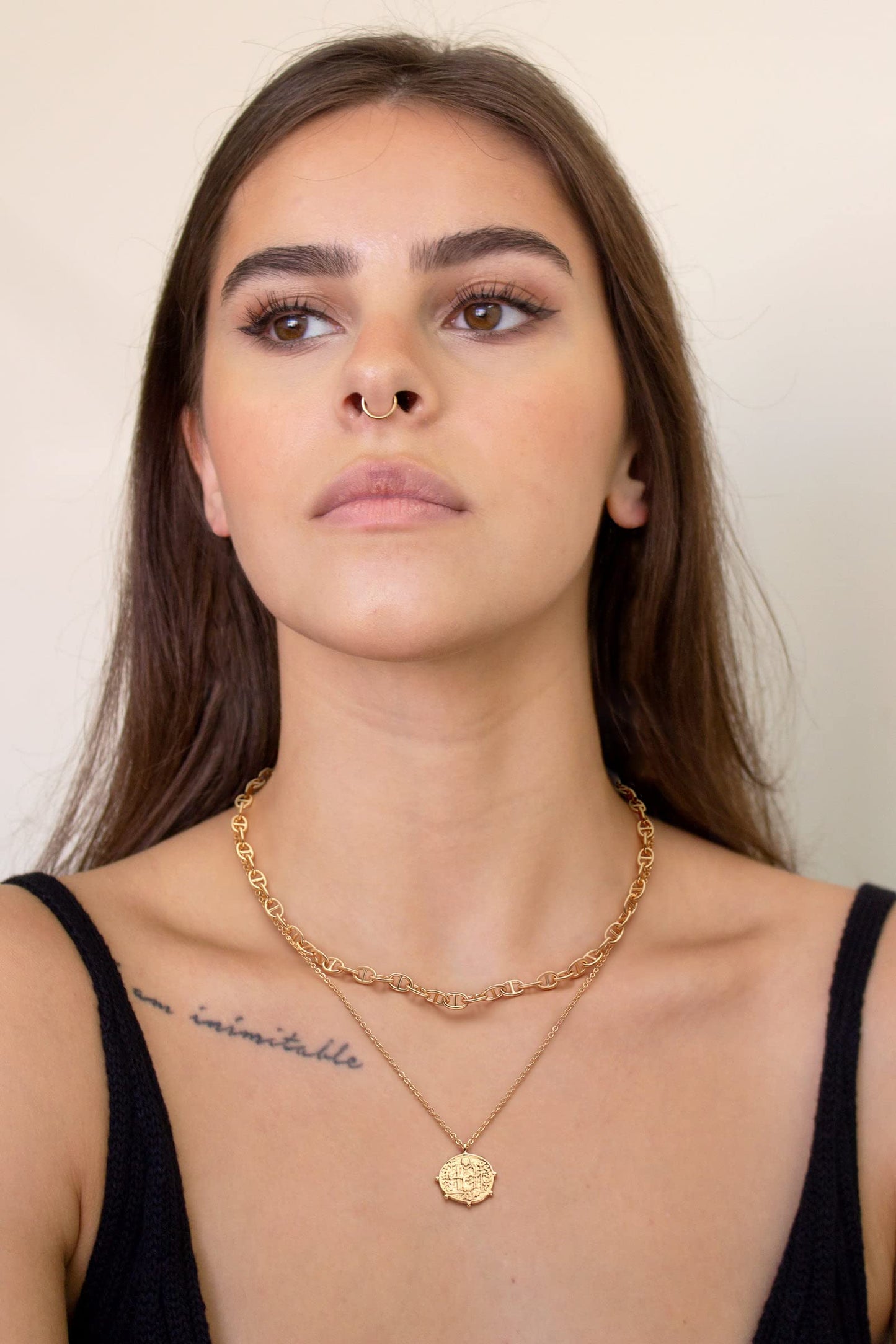 Aobei Pearl 18K Gold Paperclip Chain Choker Satellite Chain Biwa Pearl Pendant Necklace Dainty Jewelry for Women
