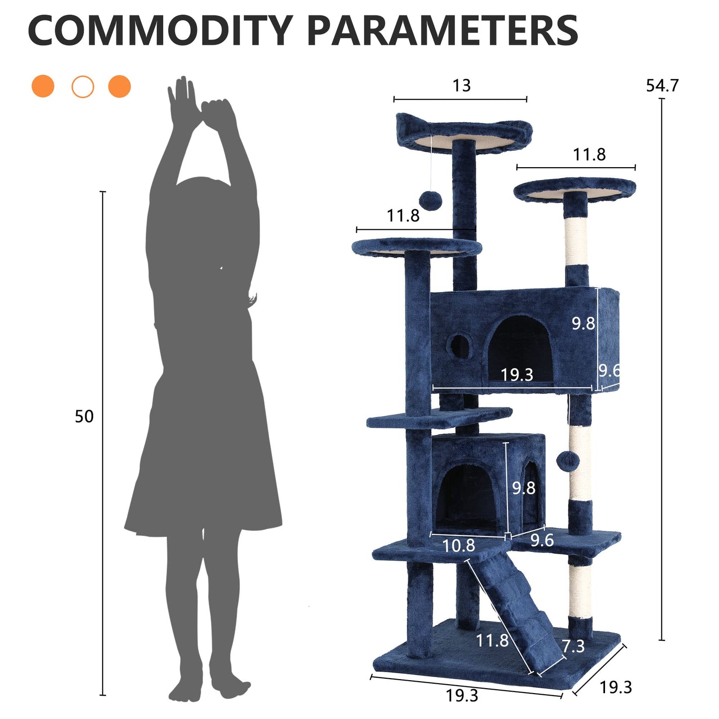 BestPet 54in Cat Tree Tower for Indoor Cats,Multi-Level Furniture Activity Center with Scratching Posts Stand House Condo Funny Toys Kittens Pet Play House,Dark Gray
