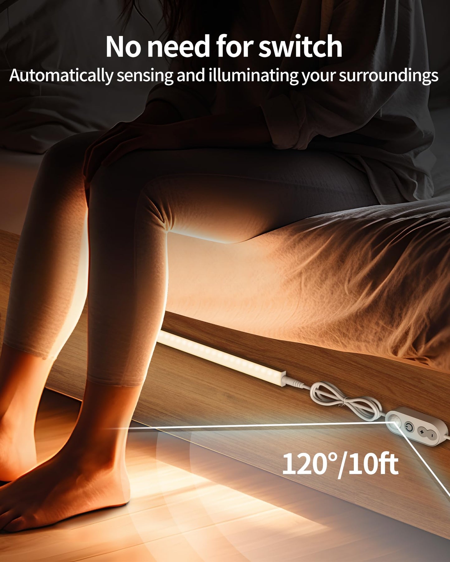 ASOKO Under Cabinet Led Light Plug in, Dimmable Daylight White 4500K, 3 Pack 12 inch Linkable Led Under Counter Lights for Kitchen, Shelf, Workbench, Cupboard, ETL Listed Plug 24V, UNO-LK 4500K