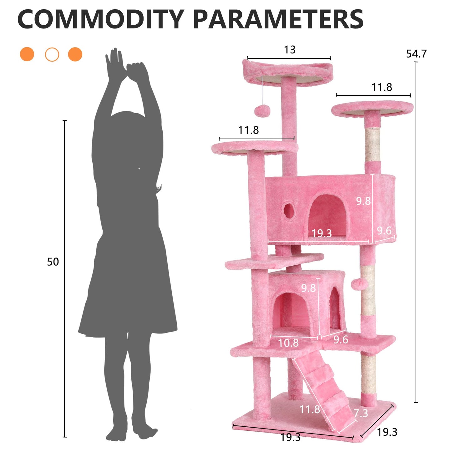 BestPet 54in Cat Tree Tower for Indoor Cats,Multi-Level Furniture Activity Center with Scratching Posts Stand House Condo Funny Toys Kittens Pet Play House,Dark Gray