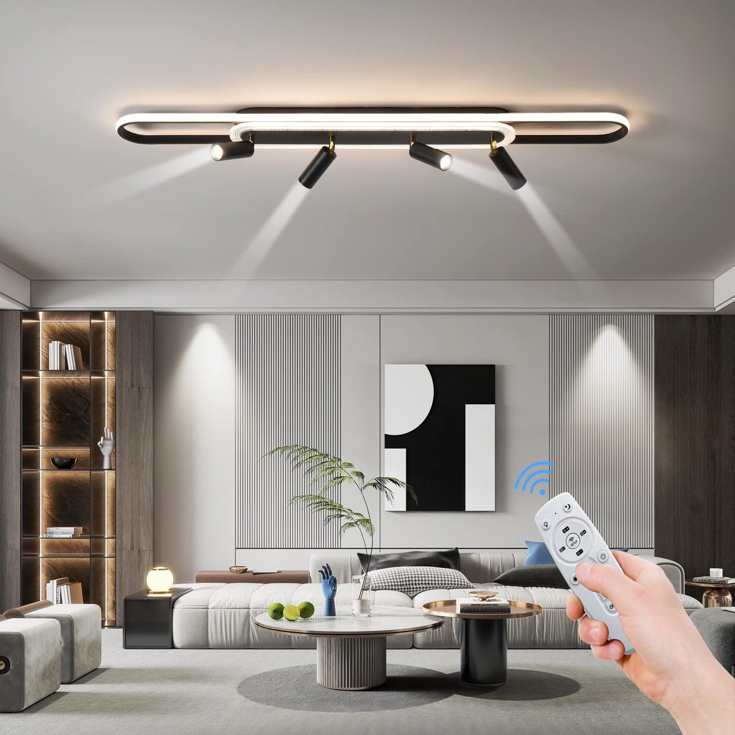 Modern Chandelier Modern Led Chandelier Adjustable Black Chandelier Lighting Fixture High Ceiling Chandelier Suitable for Living Room Staircase Villa