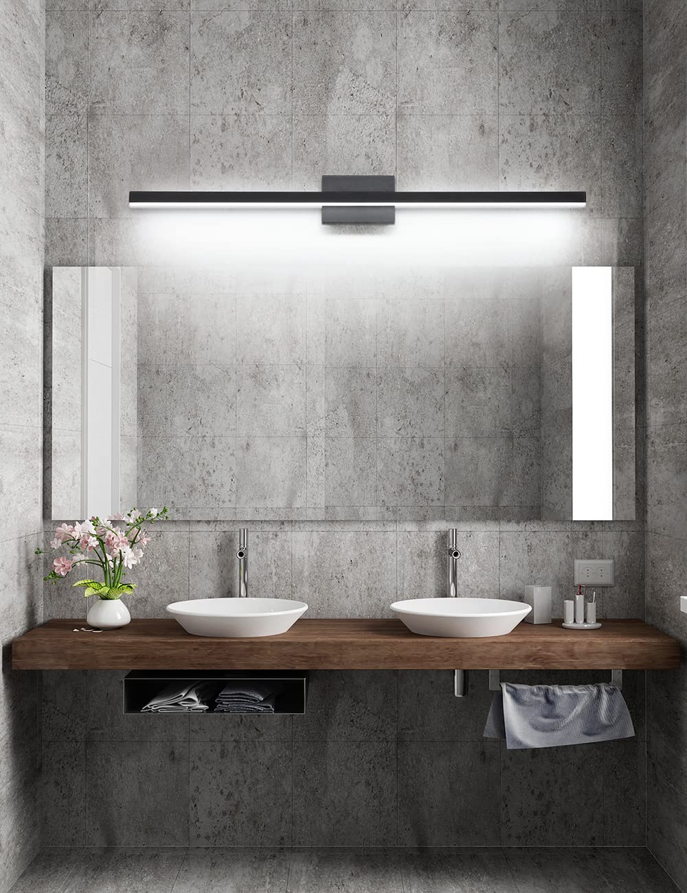 Joossnwell Black Bathroom Vanity Light Fixtures Dimmable 5CCT LED Bathroom Lighting Bar 15.75 Inch Modern Bath Lights Fixture Over Mirror 12W