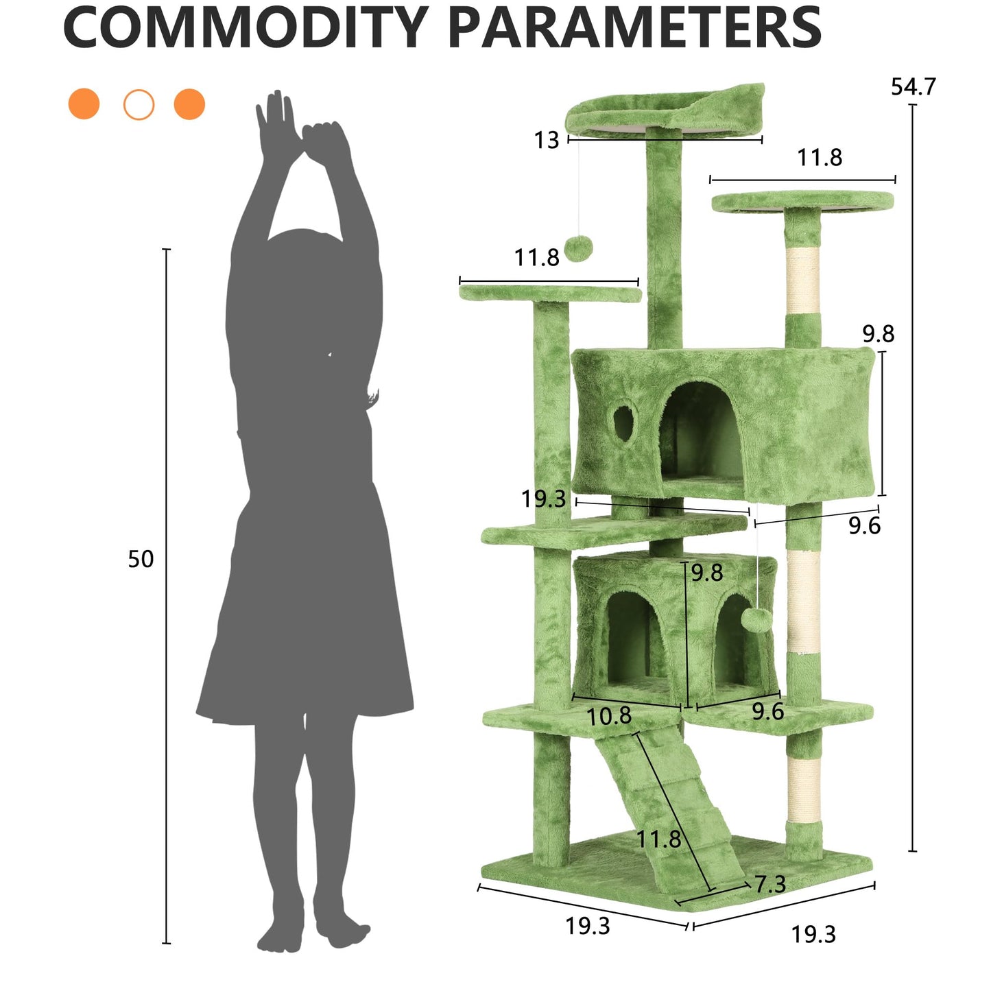BestPet 54in Cat Tree Tower for Indoor Cats,Multi-Level Furniture Activity Center with Scratching Posts Stand House Condo Funny Toys Kittens Pet Play House,Dark Gray