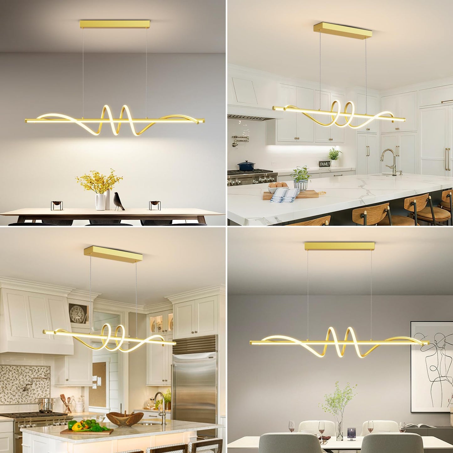 Modern LED Pendant Lights, 39in Chandelier Dimmable with Remote Control 3000k-6000K Adjustable Color Temperature, Aluminum Island Lighting Lamp Fixture for Kitchen, Dining Room, Billiard Room