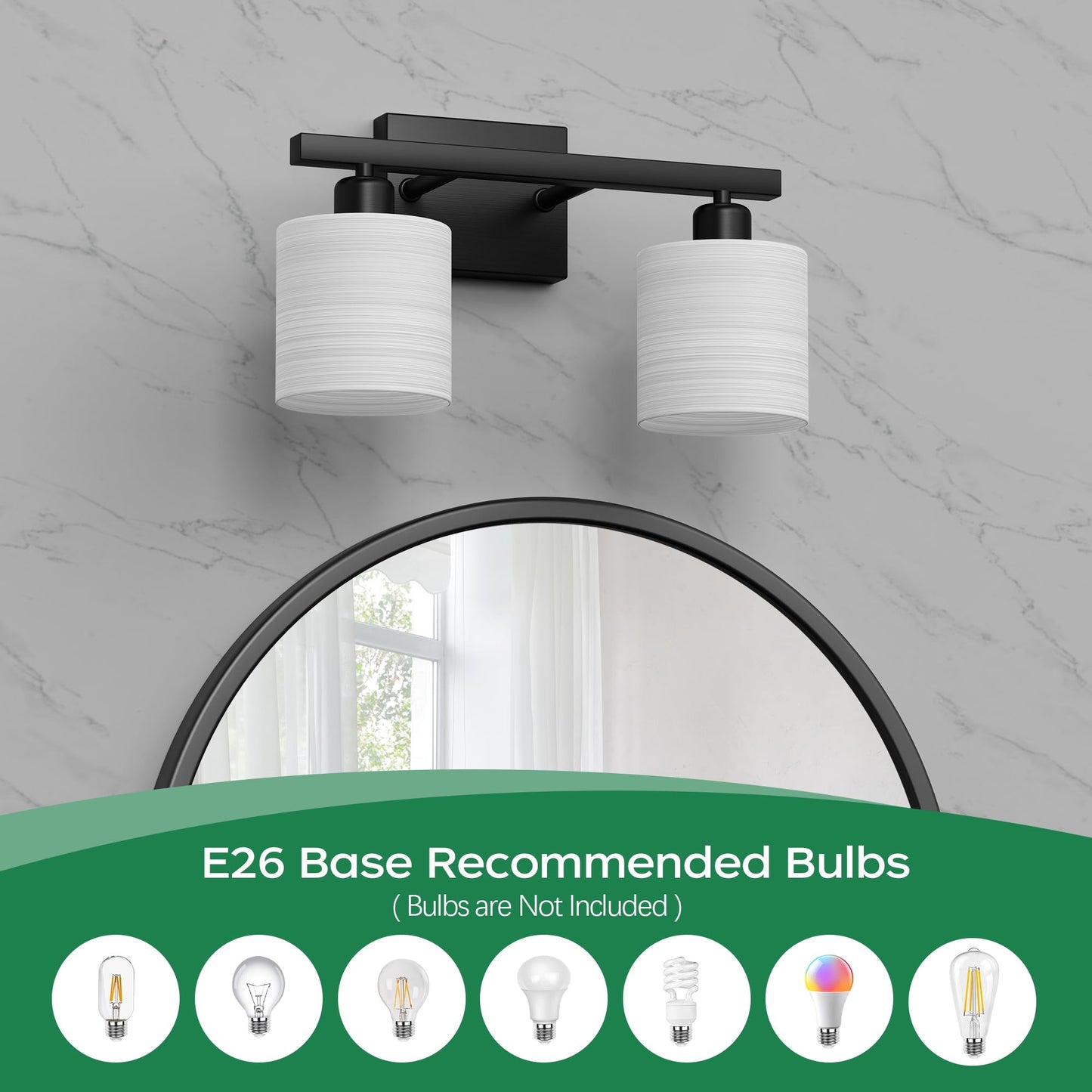 PARTPHONER Bathroom Light Fixtures, Bathroom Lighting Fixtures Over Mirror, Interior Classic Vanity Lights, Modern Bathroom Vanity Light with Textured White Glass Shade, Brushed Nickel, 3-Light