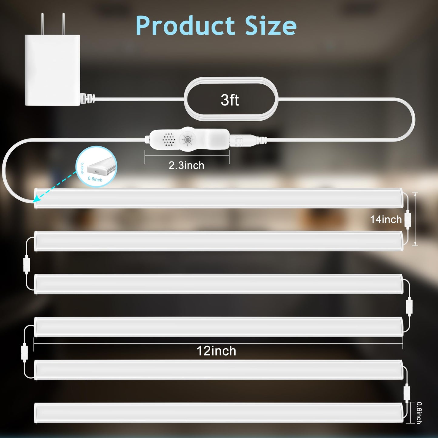 Maylit Under Cabinet Lights Plug in, 3 Pcs 12 Inch Ultra Thin Under Cabinet Lighting, Super Bright Daylight White Under Counter Lights for Kitchen, Dimmable Light for Cabinet, Counter, Workbench, Desk