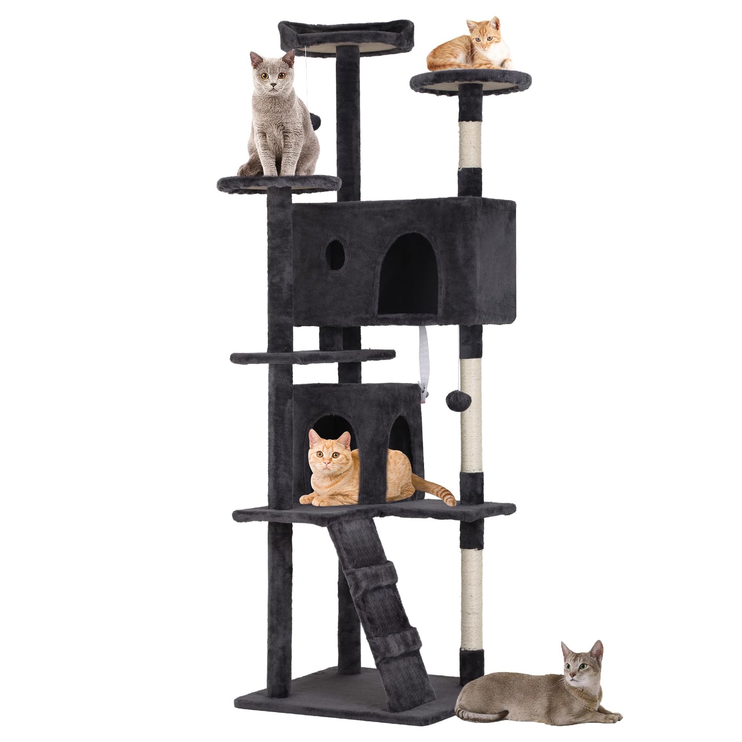 BestPet 54in Cat Tree Tower for Indoor Cats,Multi-Level Furniture Activity Center with Scratching Posts Stand House Condo Funny Toys Kittens Pet Play House,Dark Gray