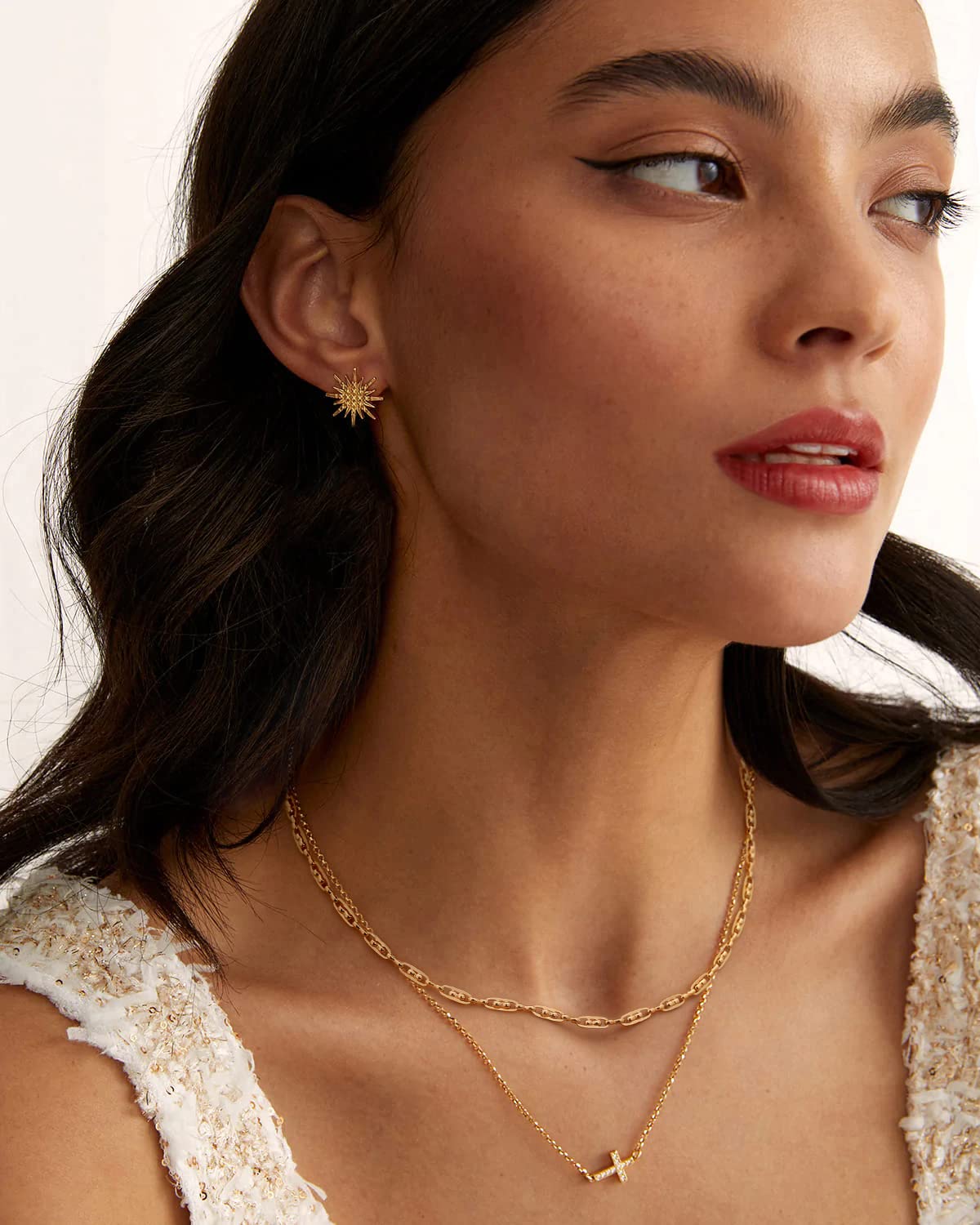 Aobei Pearl 18K Gold Paperclip Chain Choker Satellite Chain Biwa Pearl Pendant Necklace Dainty Jewelry for Women