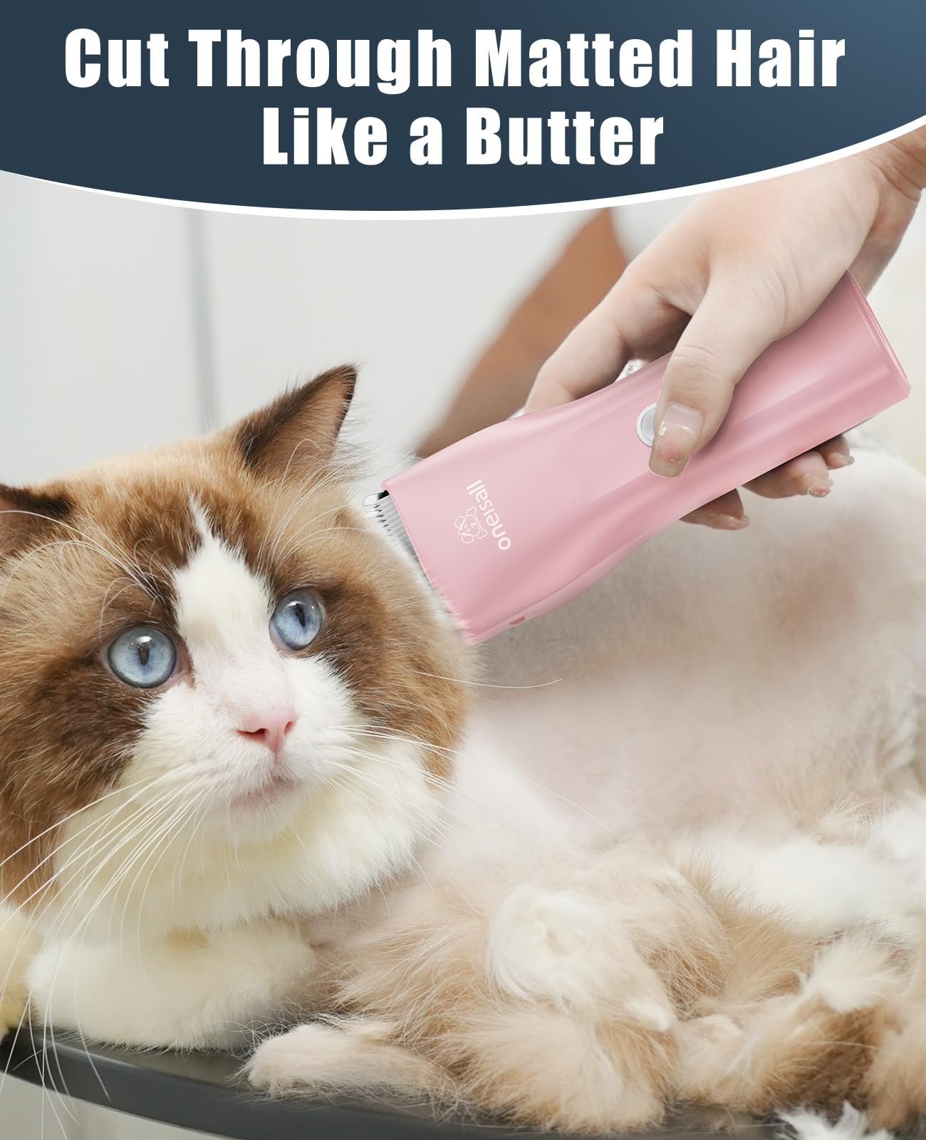 oneisall Pet Clipper for Cat Matted Hair, Pet Shaver for Cats Quiet Pet Hair Clippers Cordless Cat Clippers for Matted Hair Cat Clippers for Long Hair(Standard Blade)