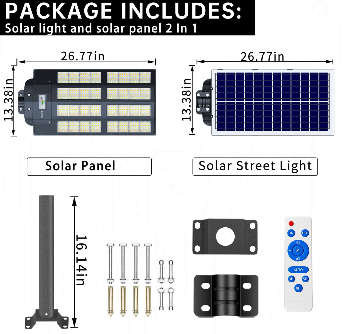 JAYNLT Y-7200W Solar Street Lights Outdoor,680000LM 6500K High Lumen Solar Parking Lot Lights Commercial, Dusk to Dawn Solar Security Flood Lights with Motion Sensor for Parking Lot,Garage,Stadium