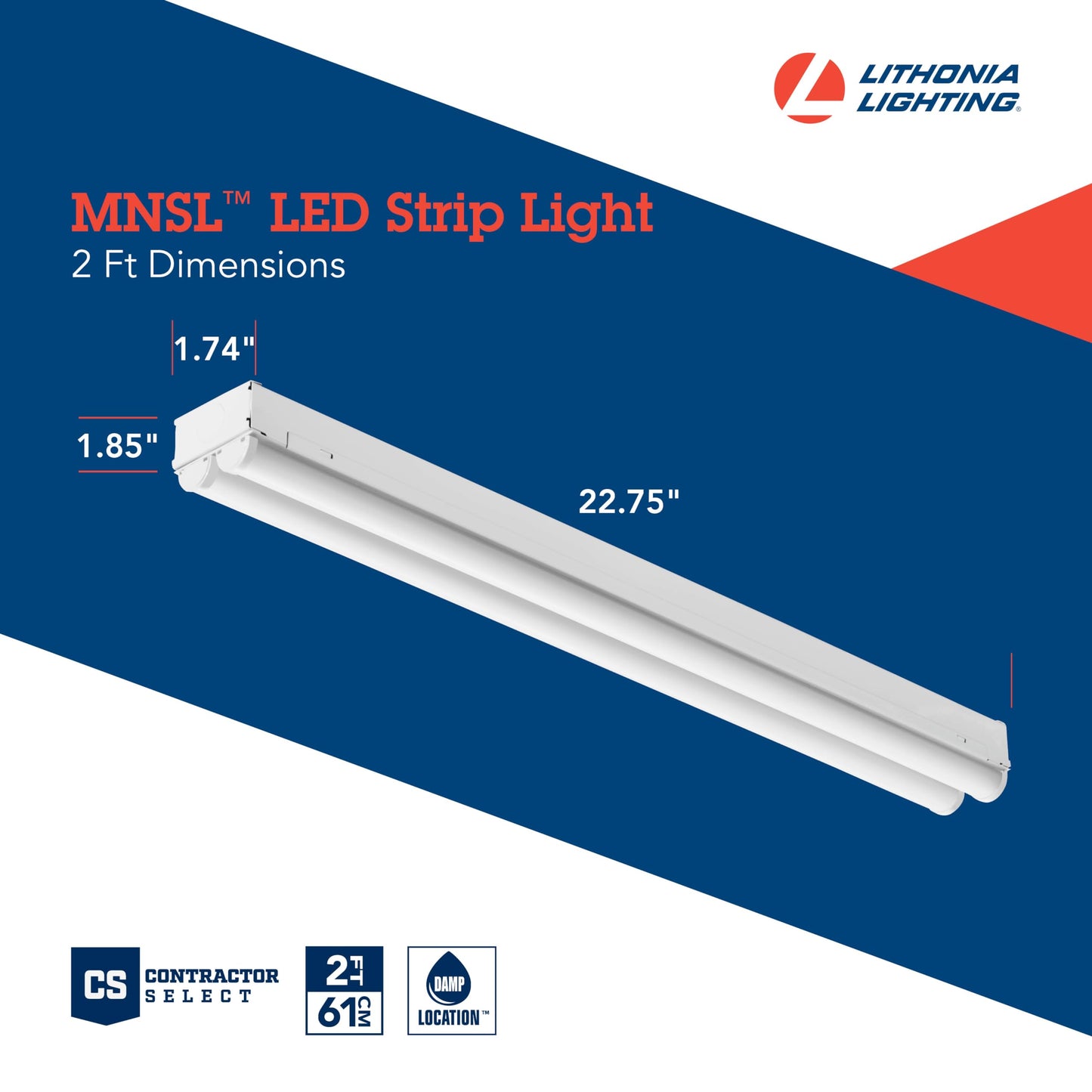 Lithonia Lighting MNSL L46 1LL MVOLT 40K 80CRI M6 White LED Strip Light, MVOLT, 4-Foot, 1-Light