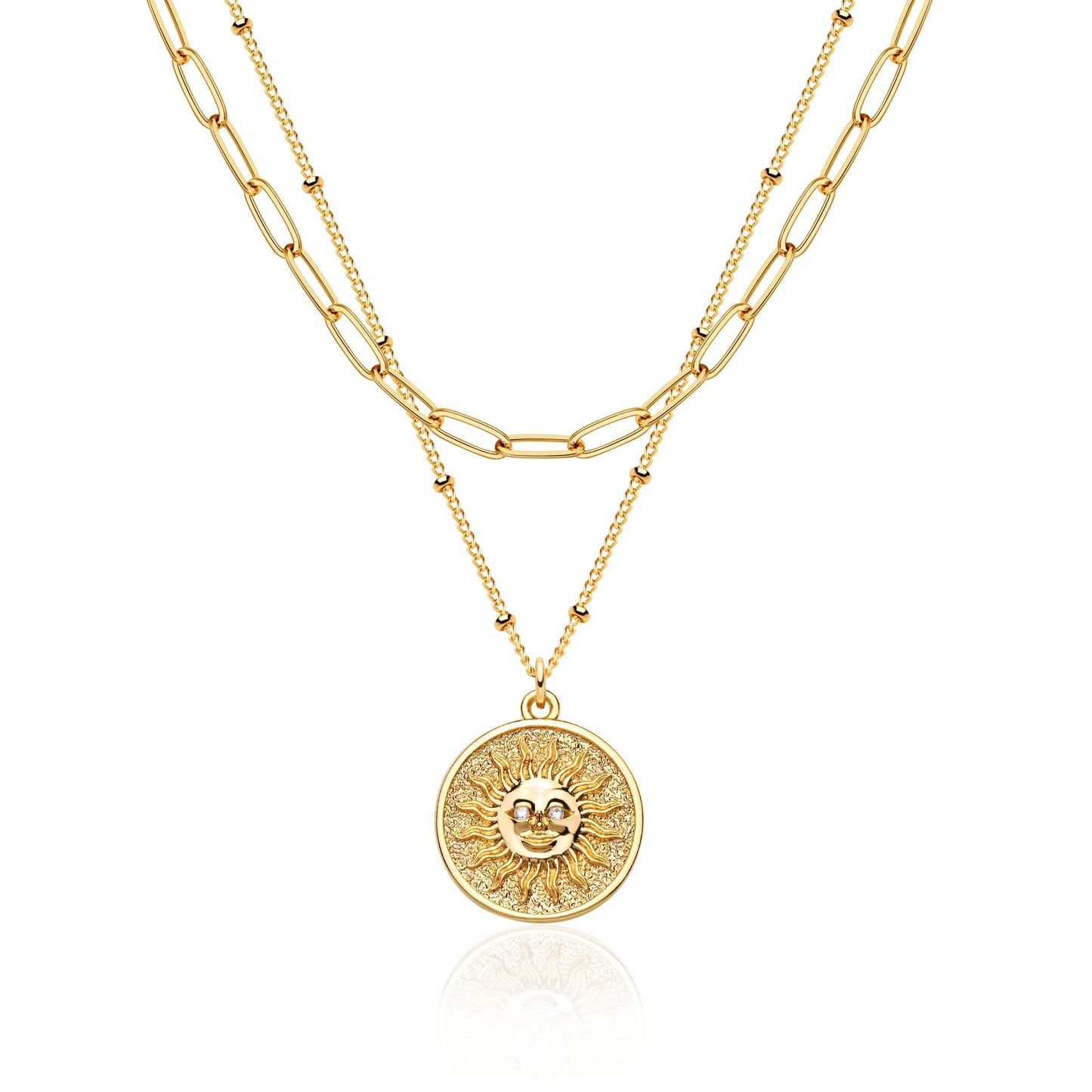 MEVECCO Layered Heart Necklace Pendant Handmade 18k Gold Plated Dainty Gold Choker Arrow Bar Layering Long Necklace for Women