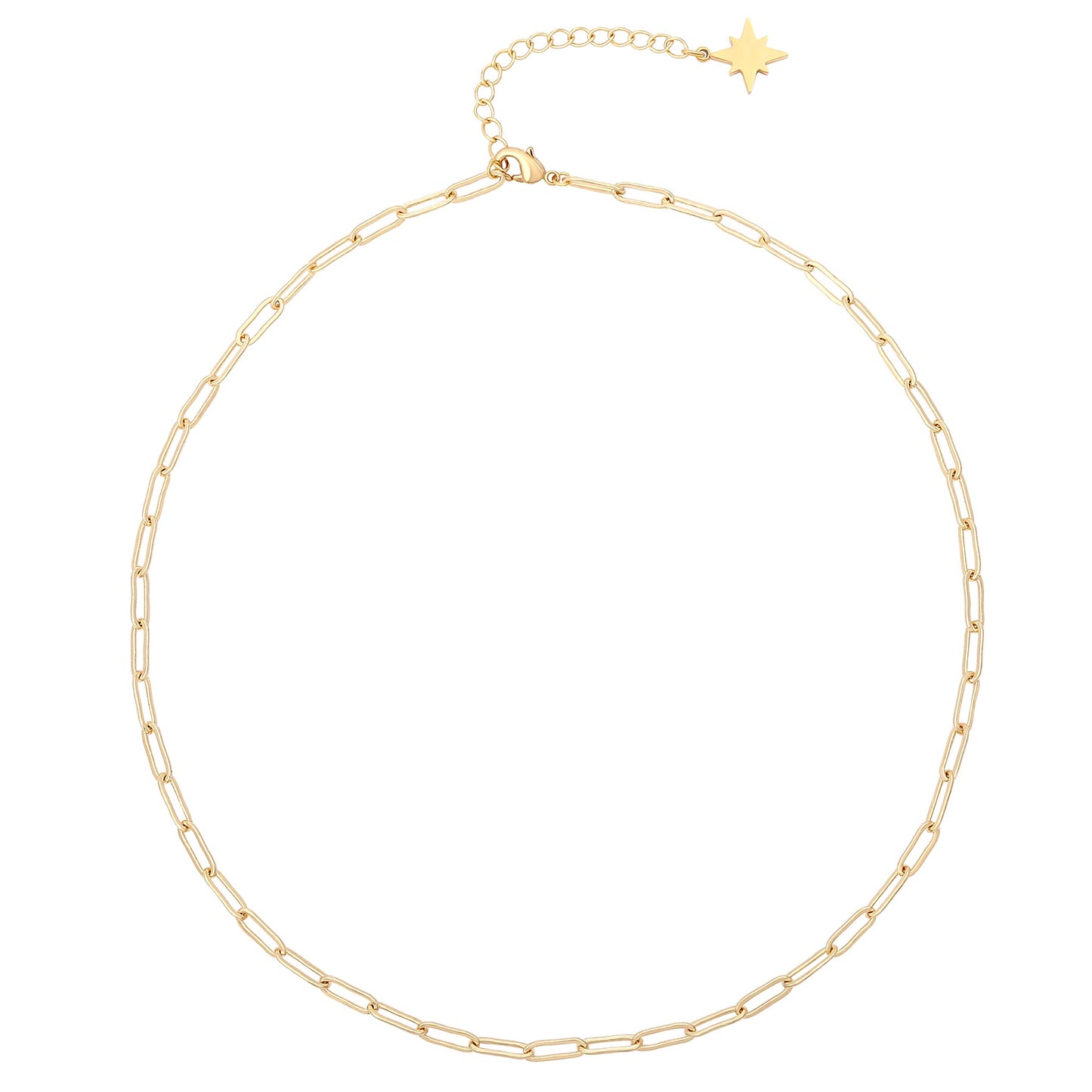 Aobei Pearl 18K Gold Paperclip Chain Choker Satellite Chain Biwa Pearl Pendant Necklace Dainty Jewelry for Women